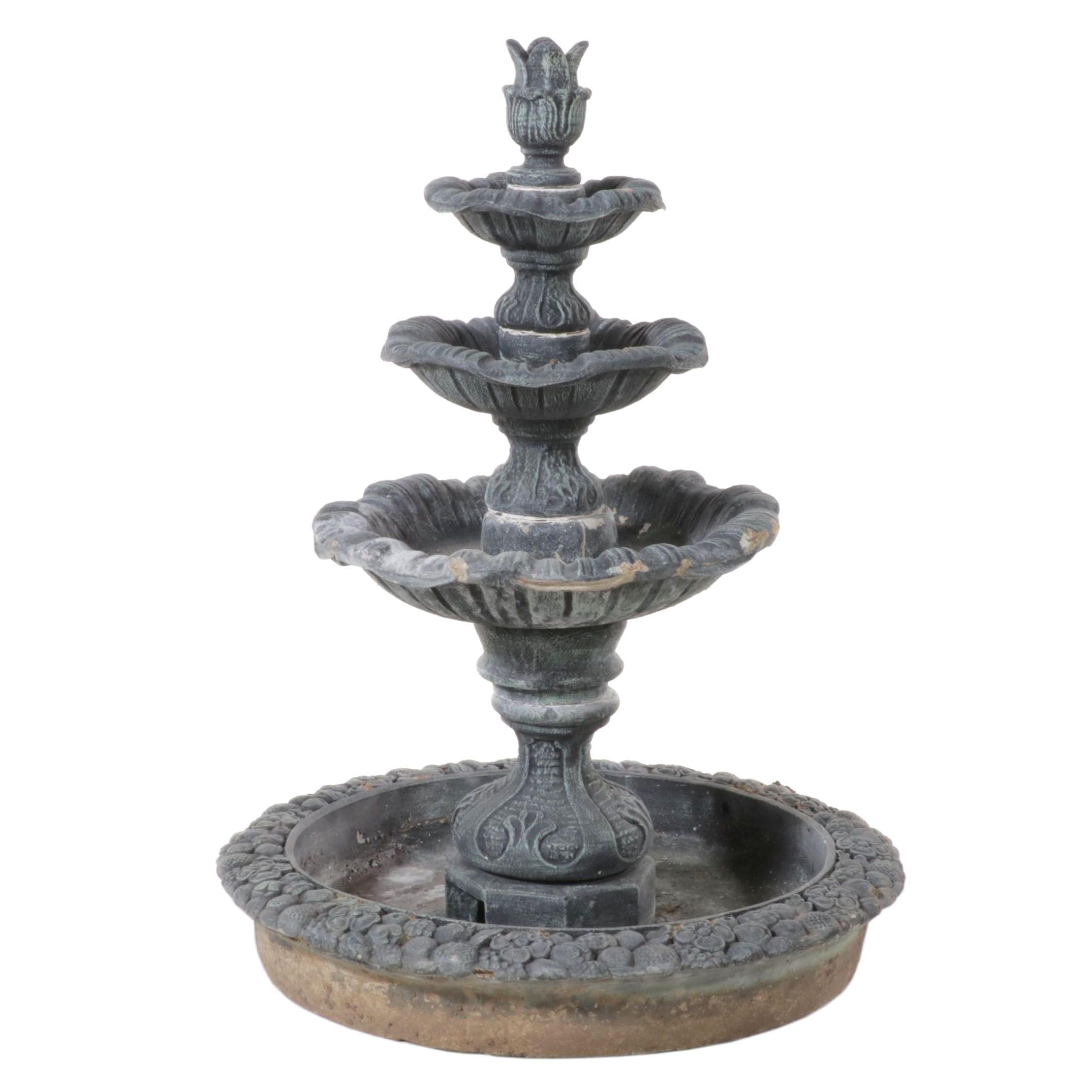 Neoclassical Style Four Tier Cast Concrete Outdoor Fountain