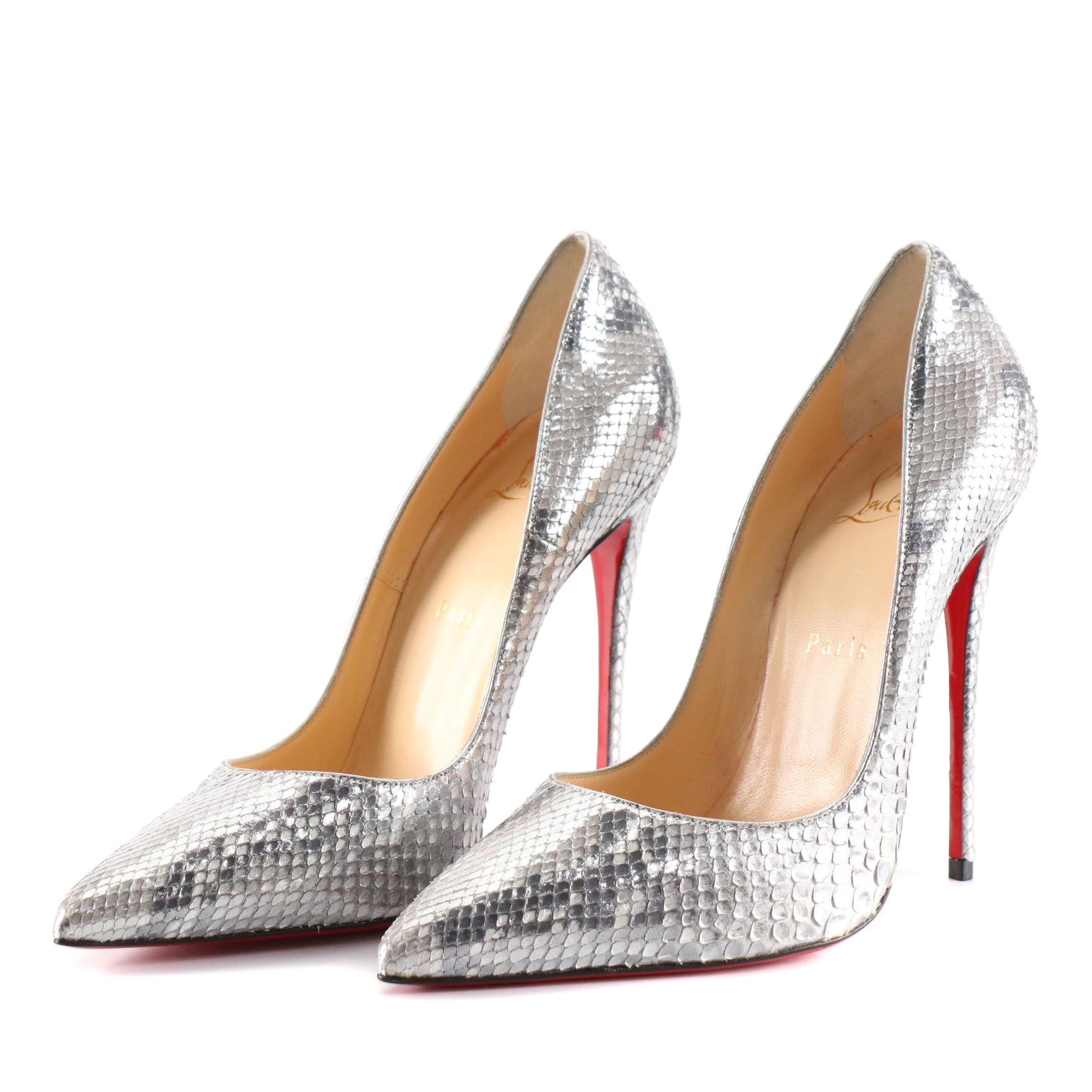 Christian Louboutin "So Kate" Pumps in Metallic Snakeskin Print