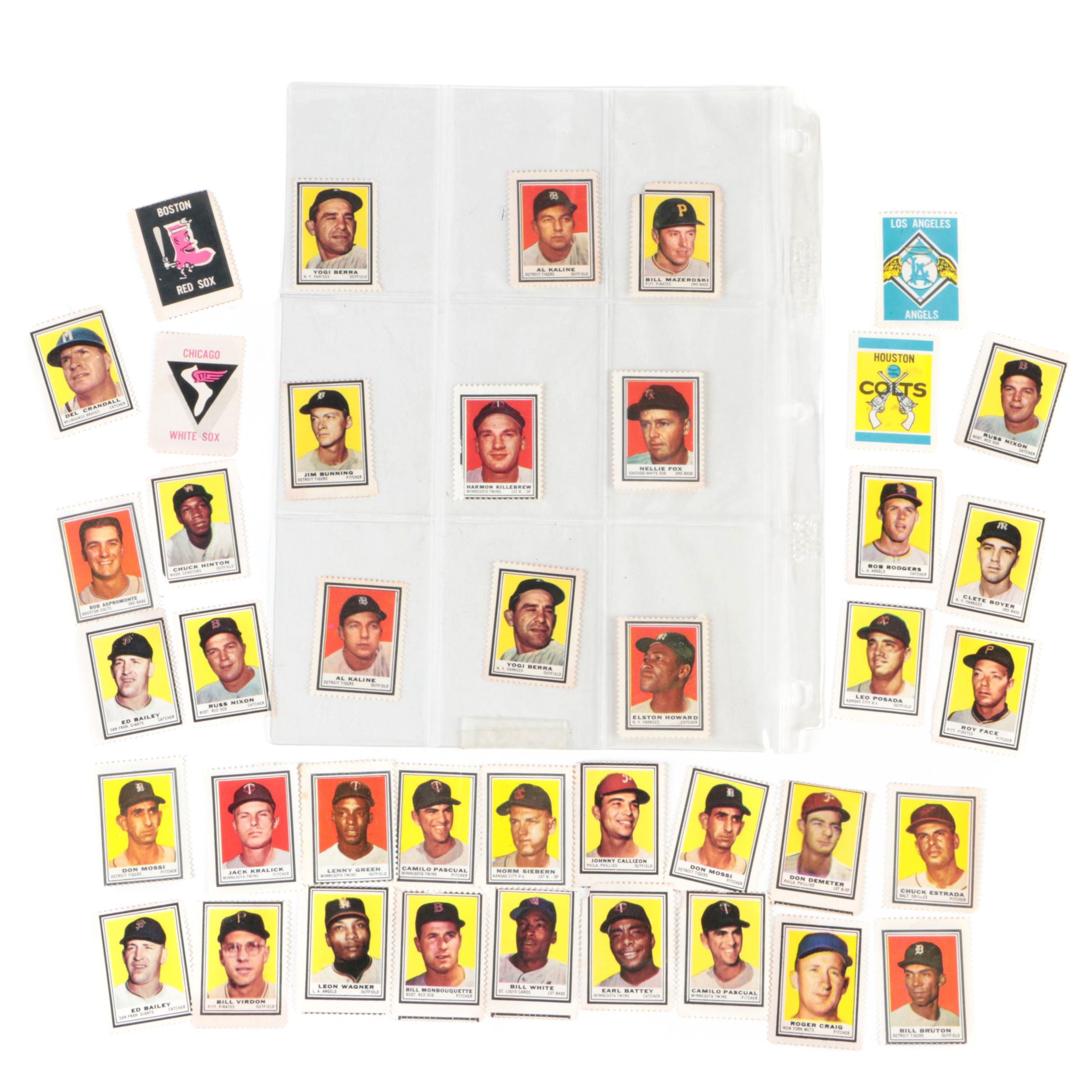 1962 Topps Stamps with Berra, Kaline, Killebrew, Team Stamps and More