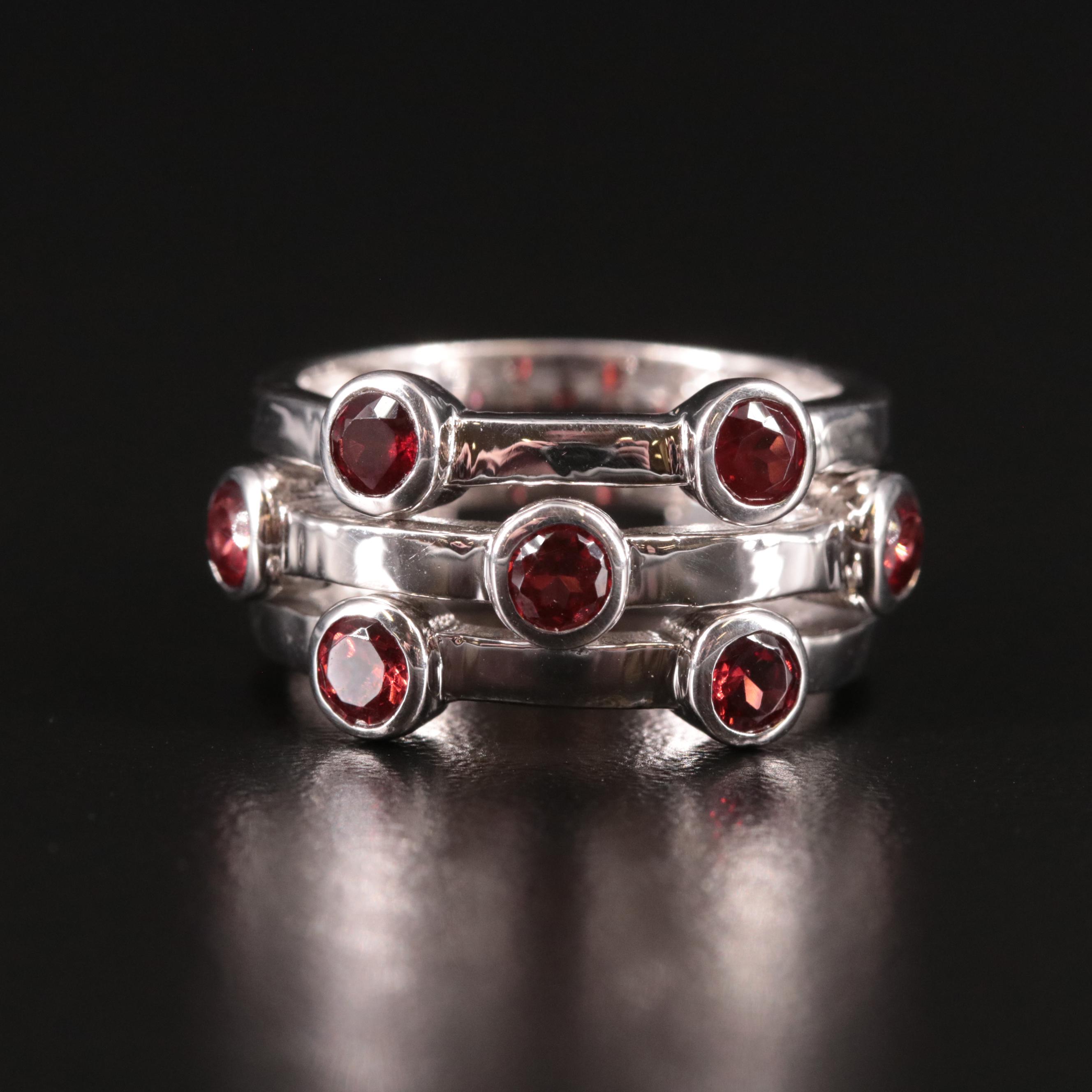 Sterling Garnet Multi Stone Ring