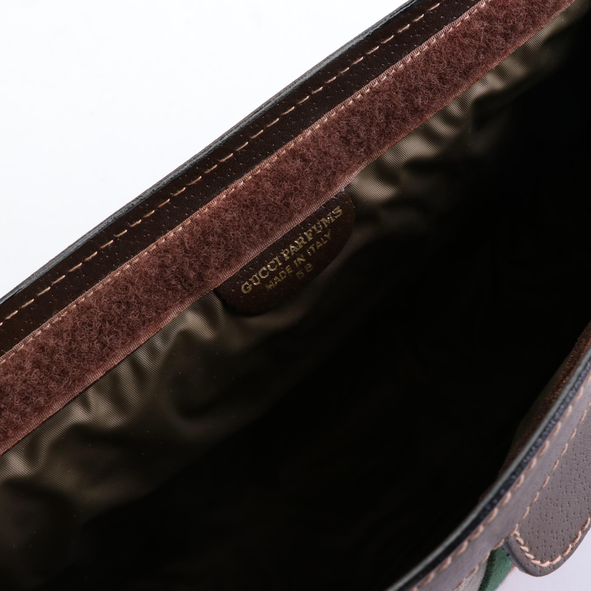 Gucci Parfums Web Oversized Pouch in GG Coated Canvas and Leather with Box