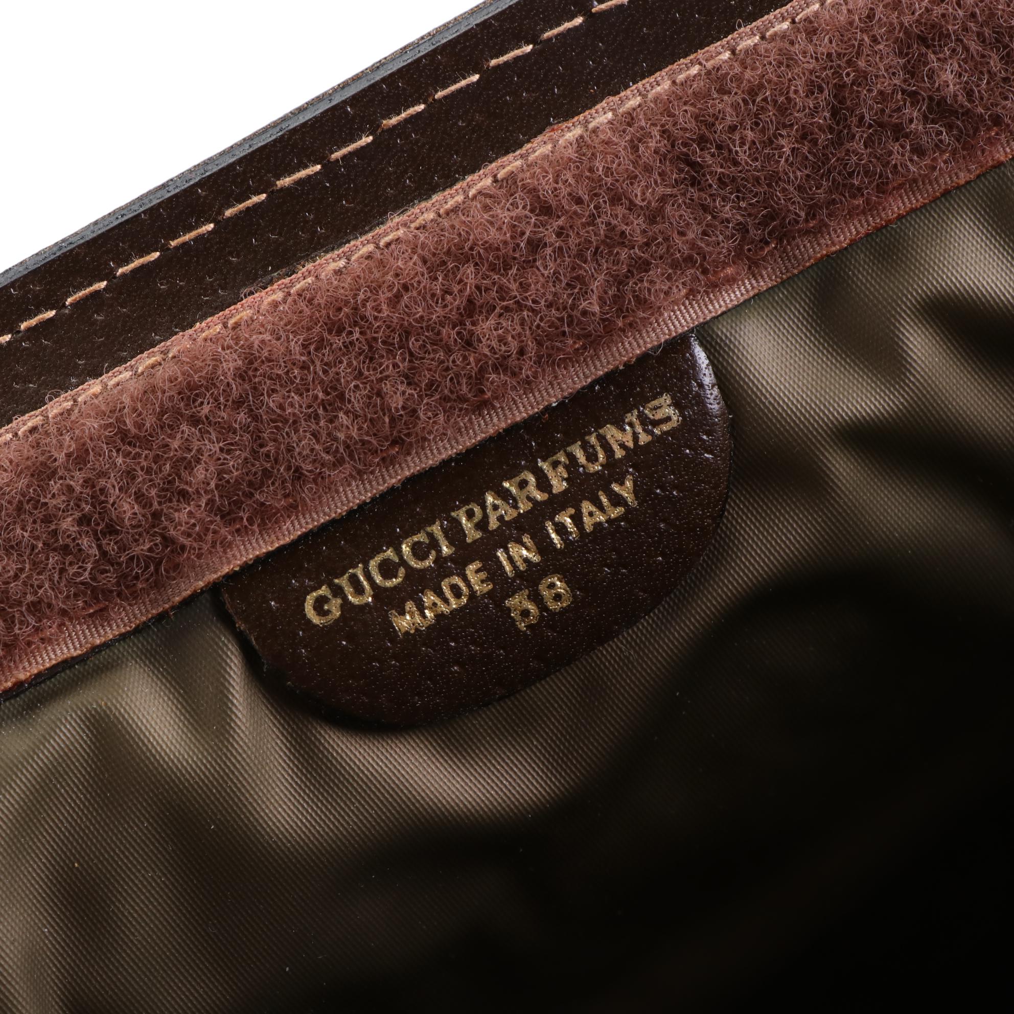 Gucci Parfums Web Oversized Pouch in GG Coated Canvas and Leather with Box