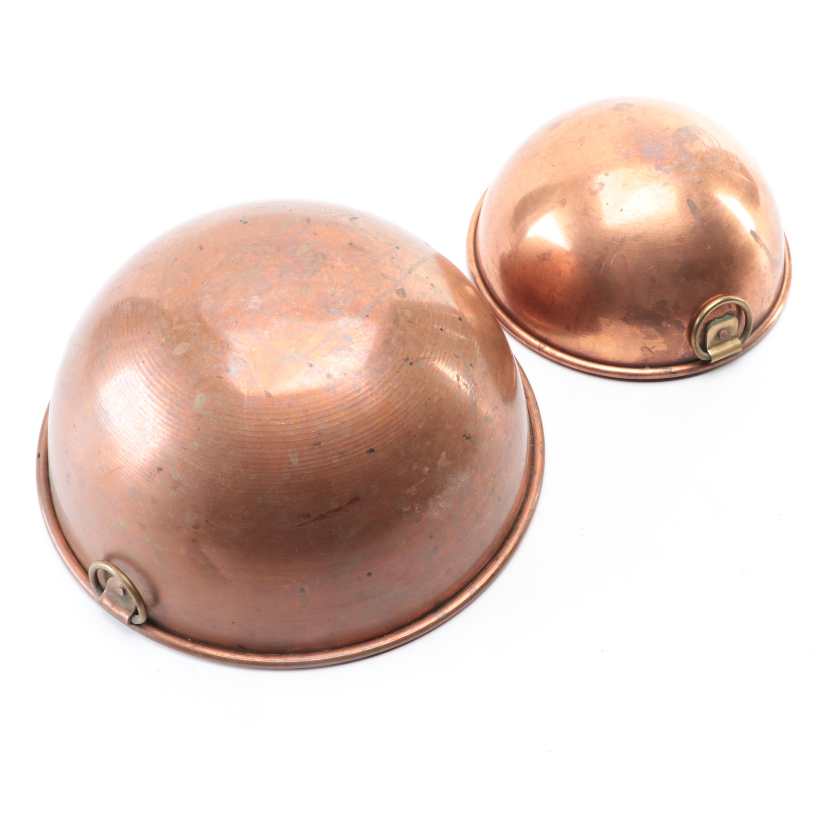 Copper Batter Bowls with Brass Rings