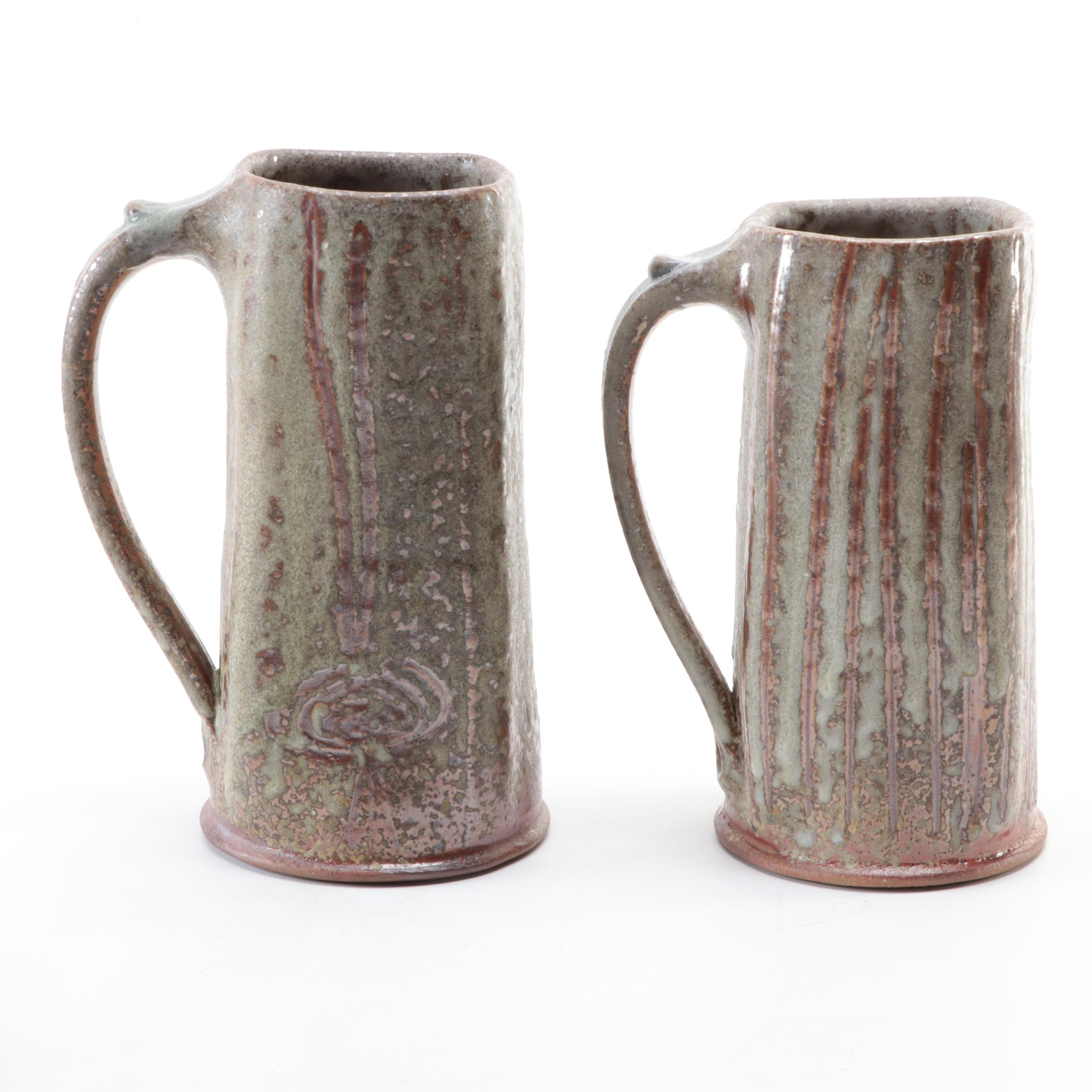 Mikasa Potters Art Tray with Studio Pottery Mugs and Bowl