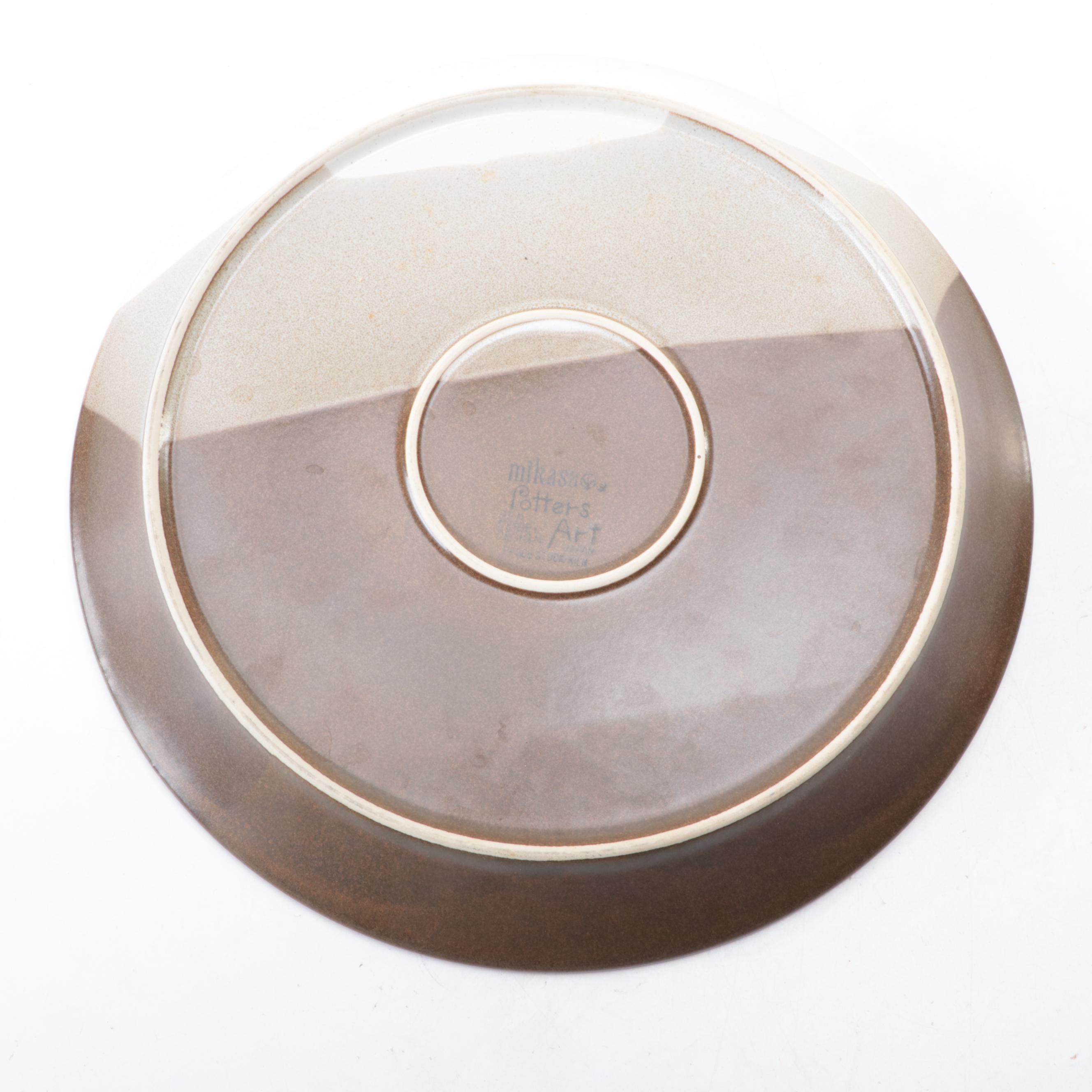 Mikasa Potters Art Tray with Studio Pottery Mugs and Bowl