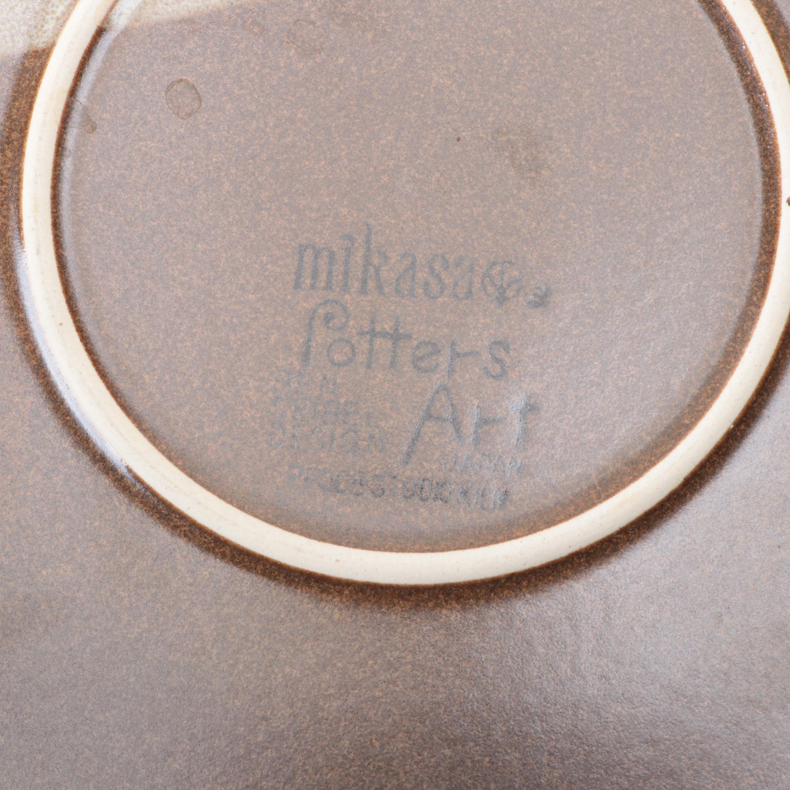 Mikasa Potters Art Tray with Studio Pottery Mugs and Bowl