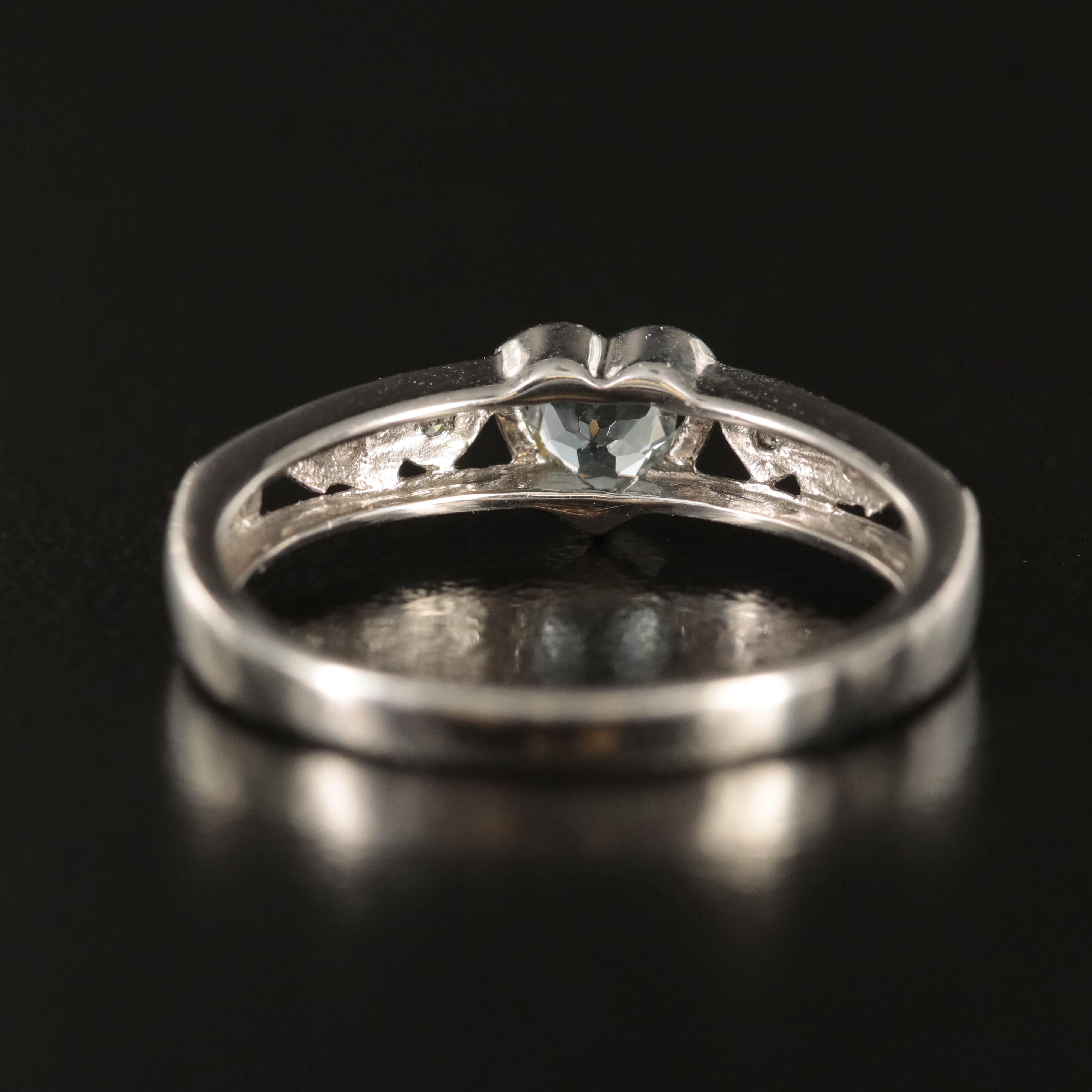 10K Aquamarine and Diamond Heart Ring