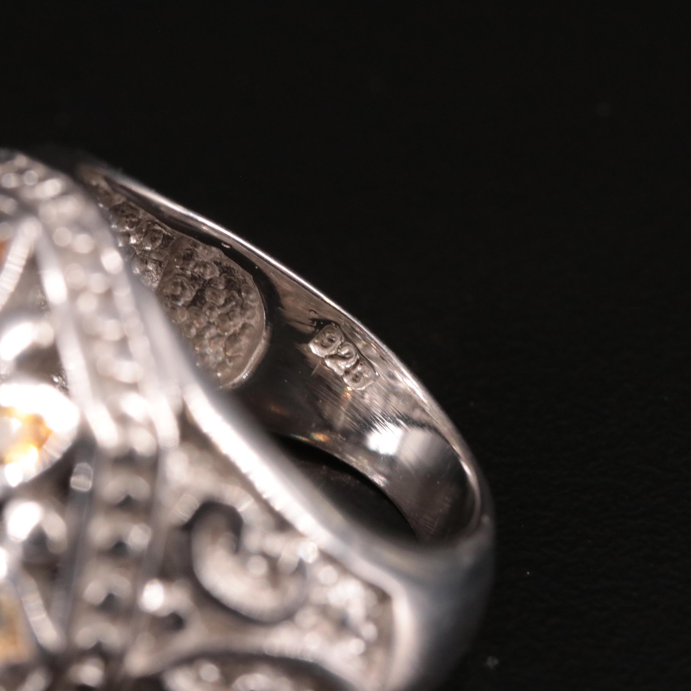 Sterling Citrine Open Work Ring