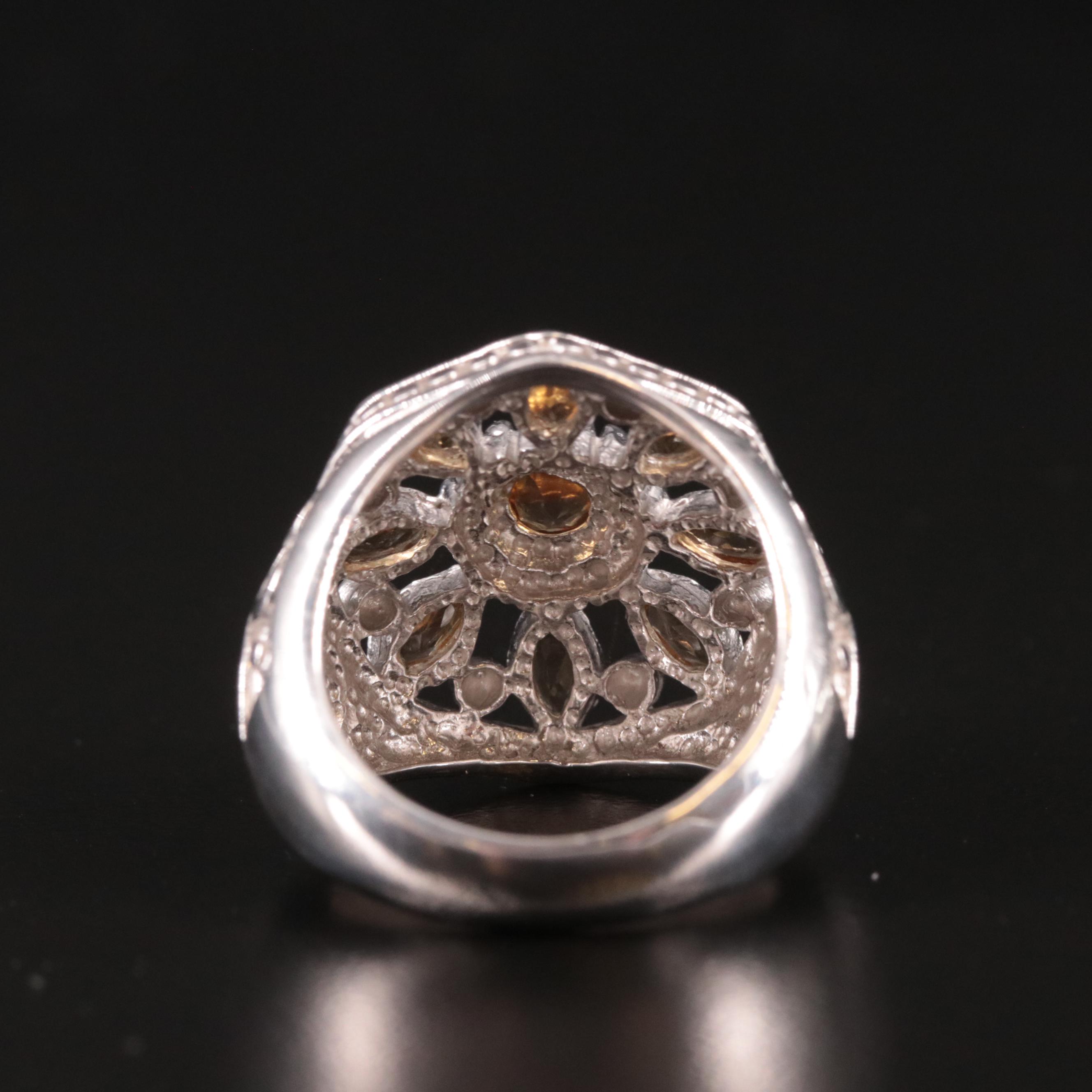 Sterling Citrine Open Work Ring