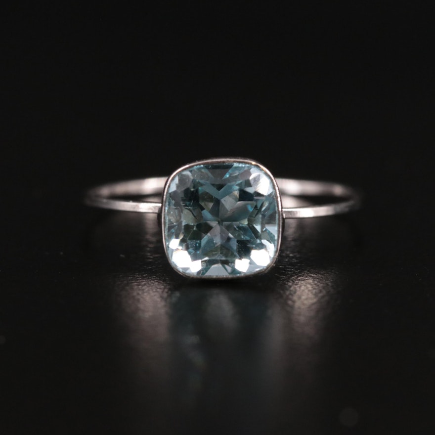 14K Blue Topaz Solitaire Ring