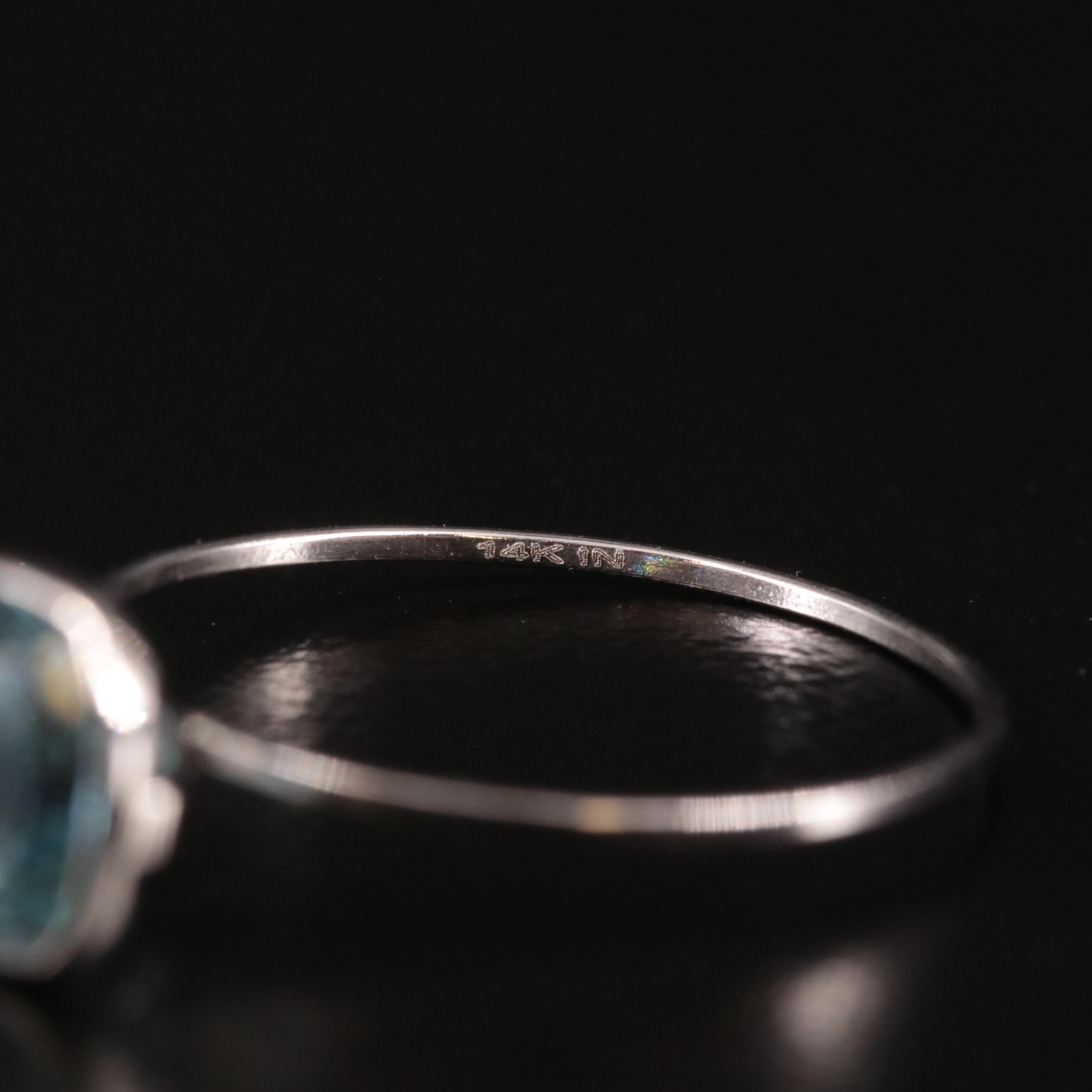 14K Blue Topaz Solitaire Ring