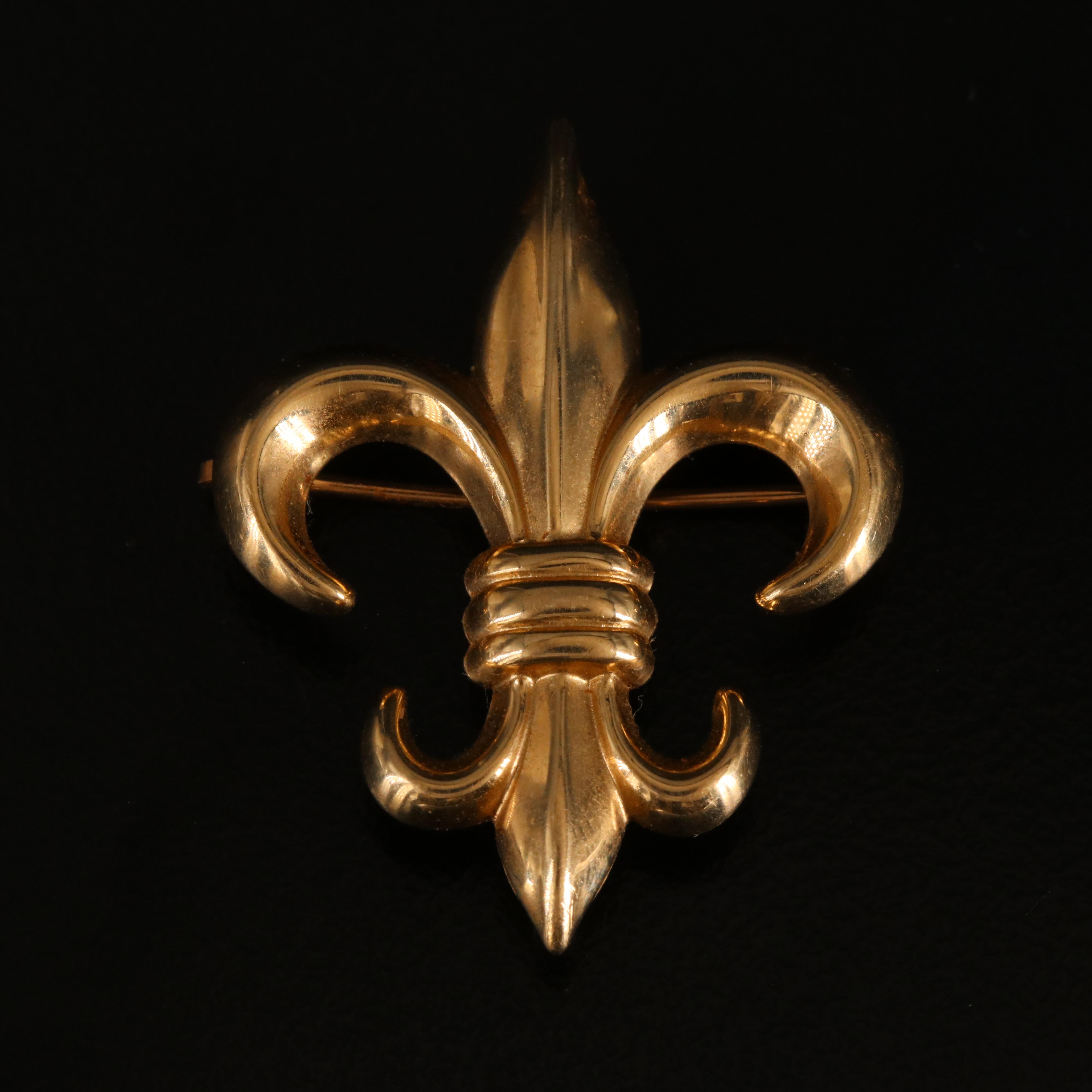14K Fleur-de-Lis Brooch