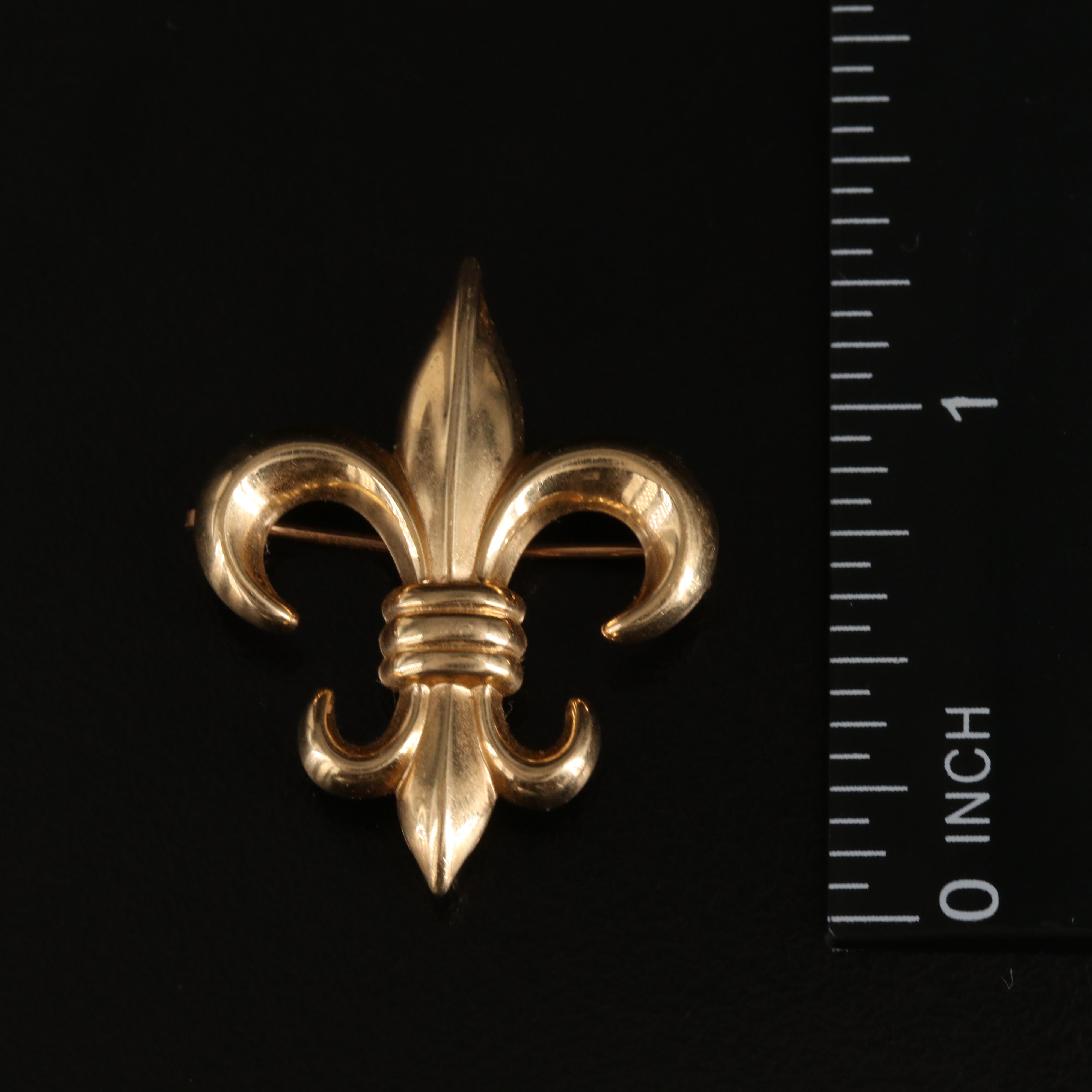 14K Fleur-de-Lis Brooch