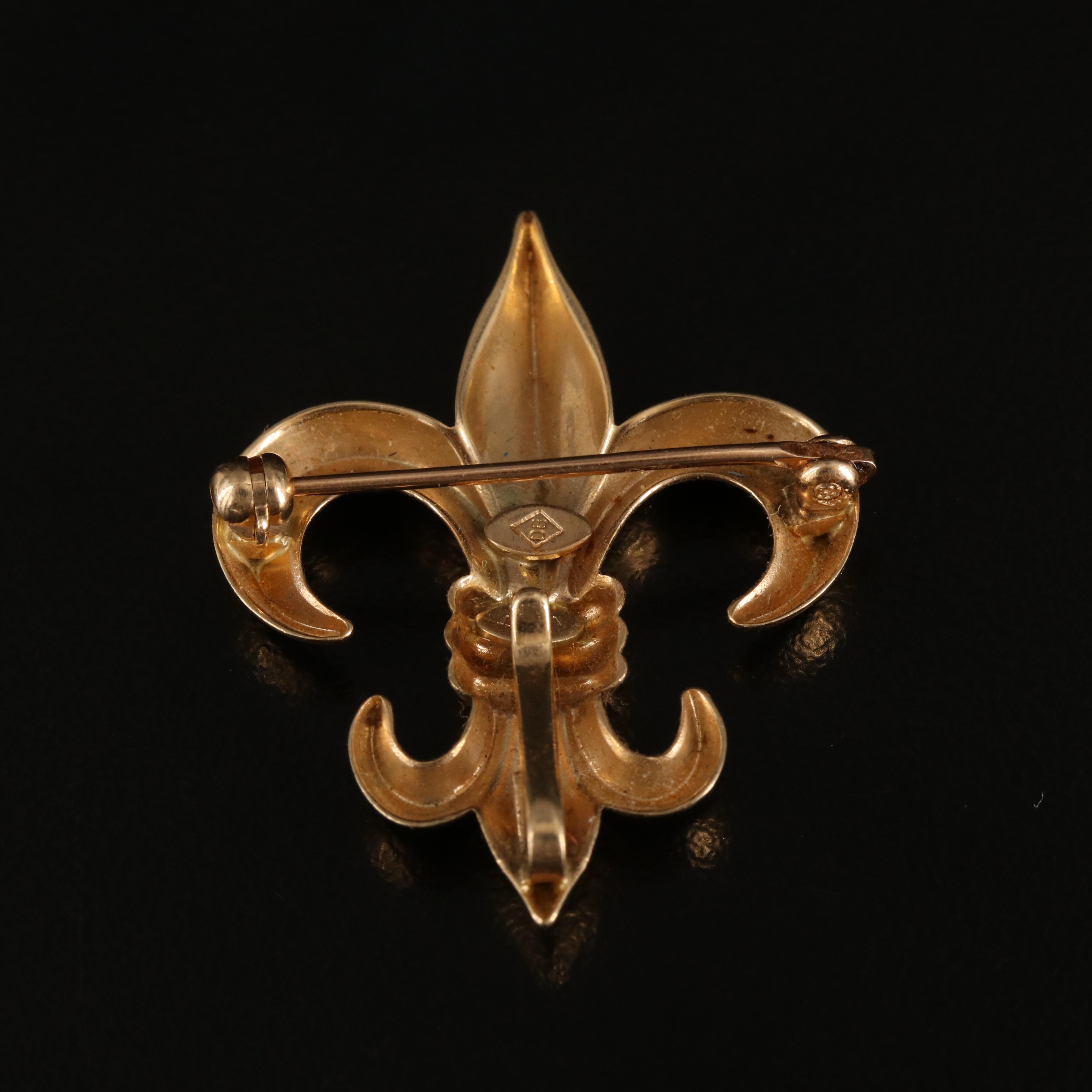 14K Fleur-de-Lis Brooch