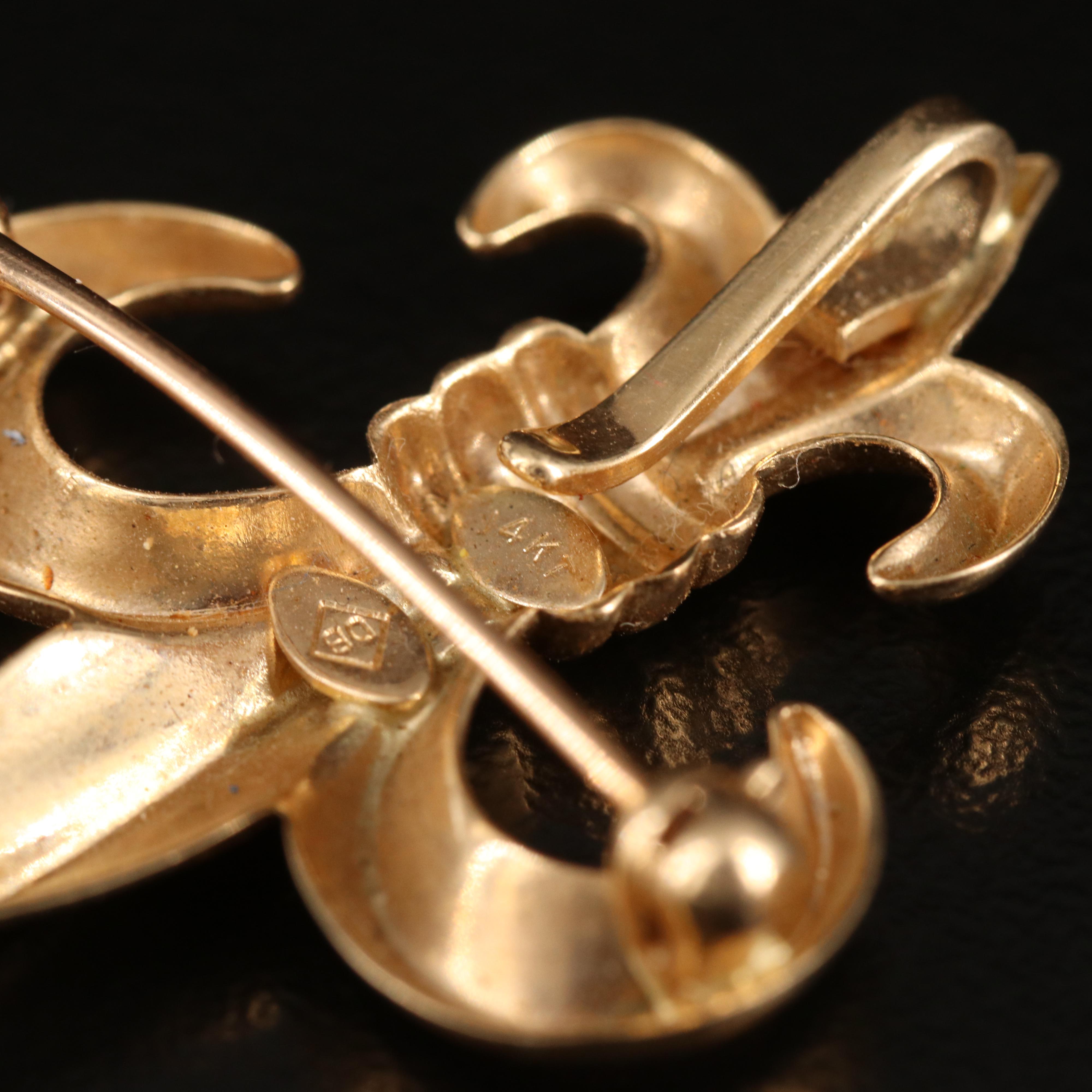 14K Fleur-de-Lis Brooch