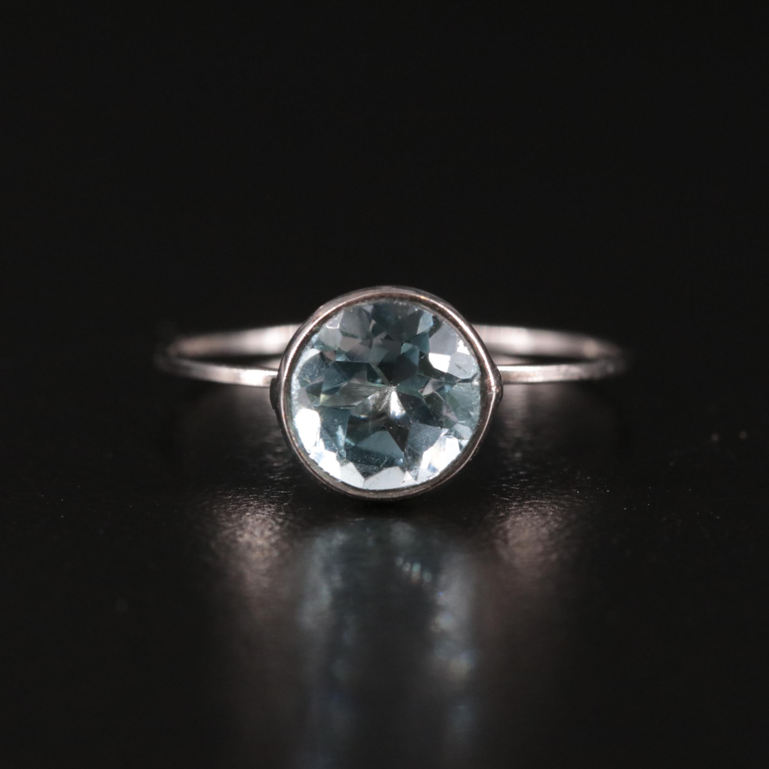 14K Blue Topaz Solitaire Ring
