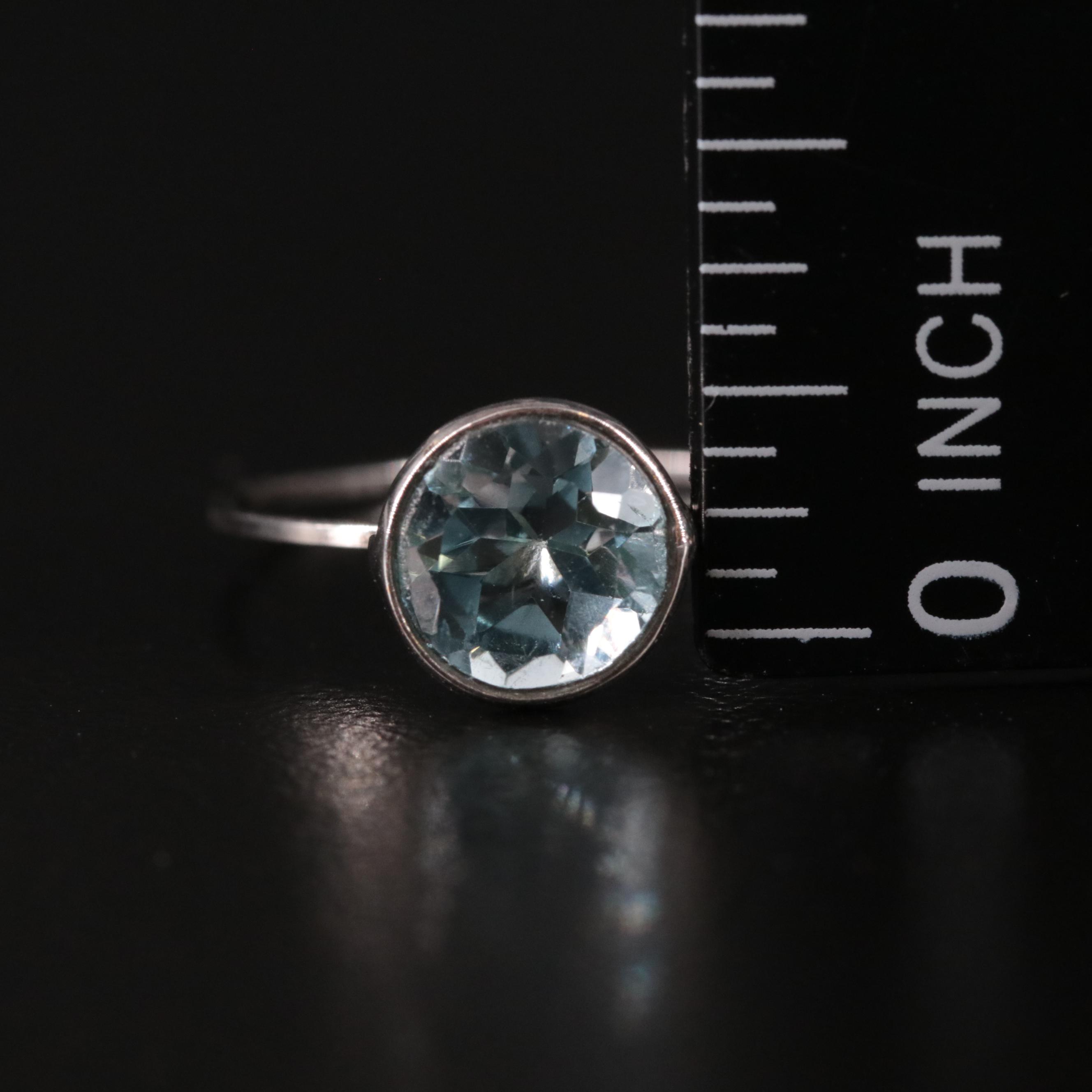 14K Blue Topaz Solitaire Ring