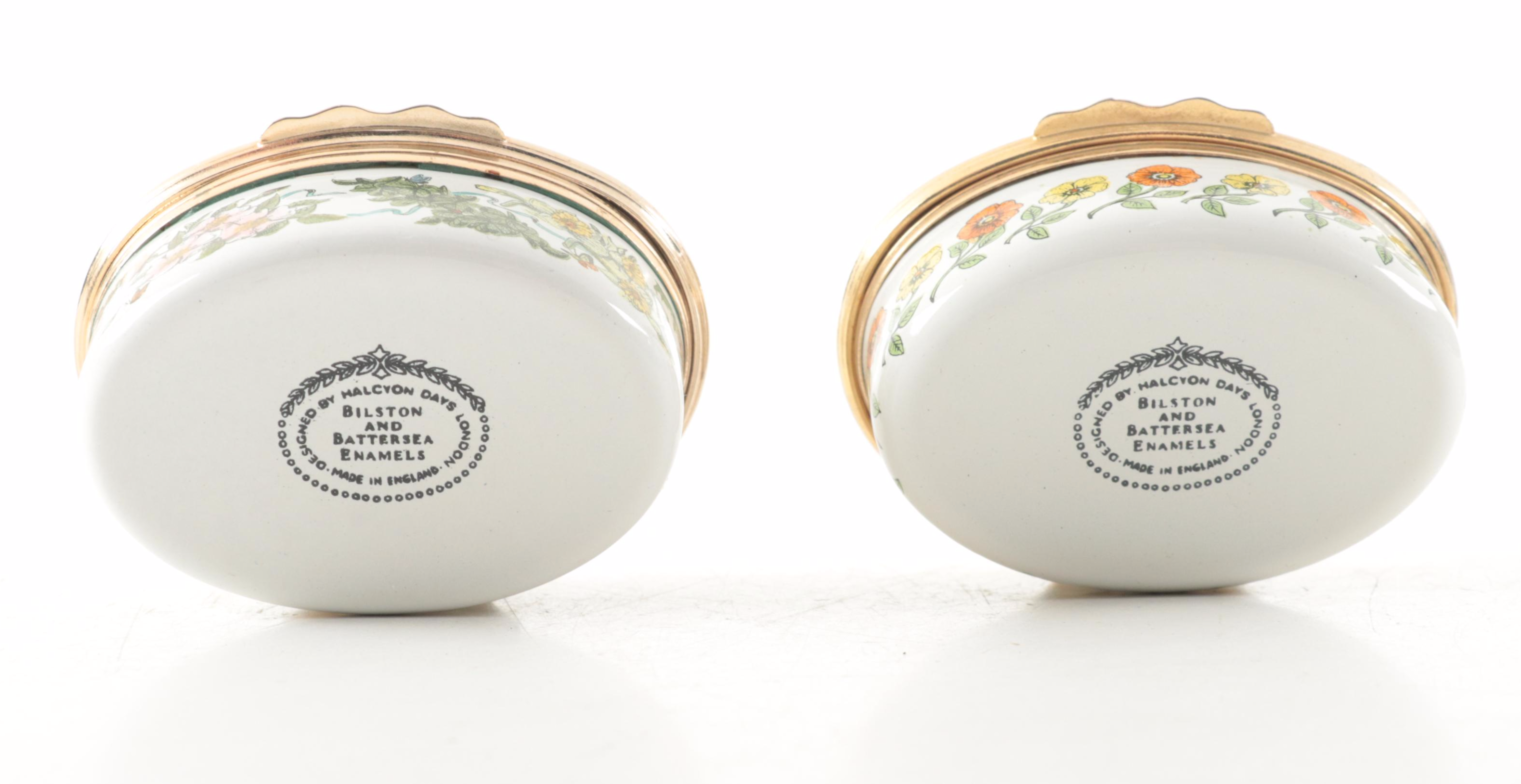 Halcyon Days Valentines Day Enameled Box with Bilston & Battersea Box, 1977