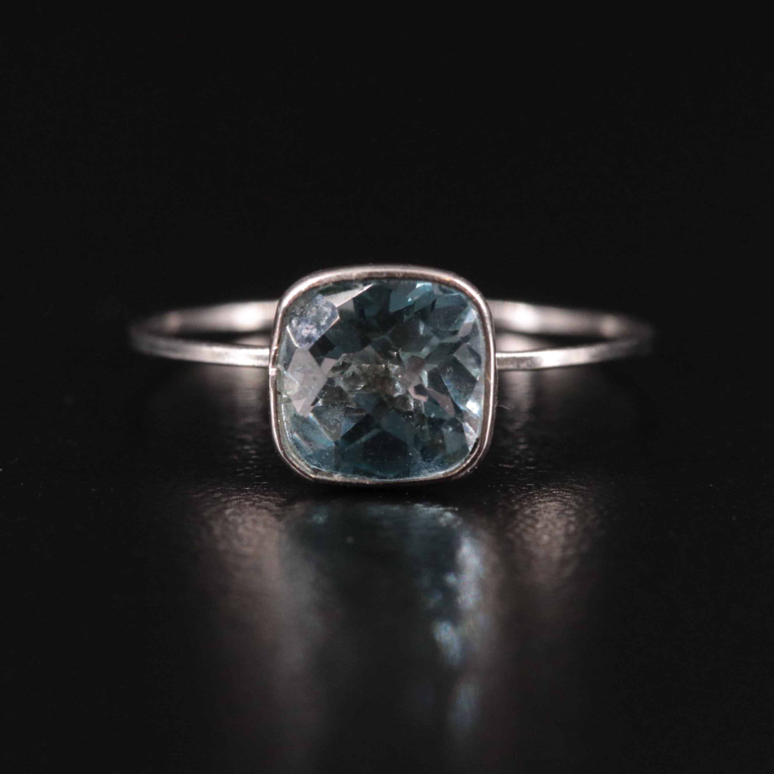 14K Blue Topaz Solitaire Ring