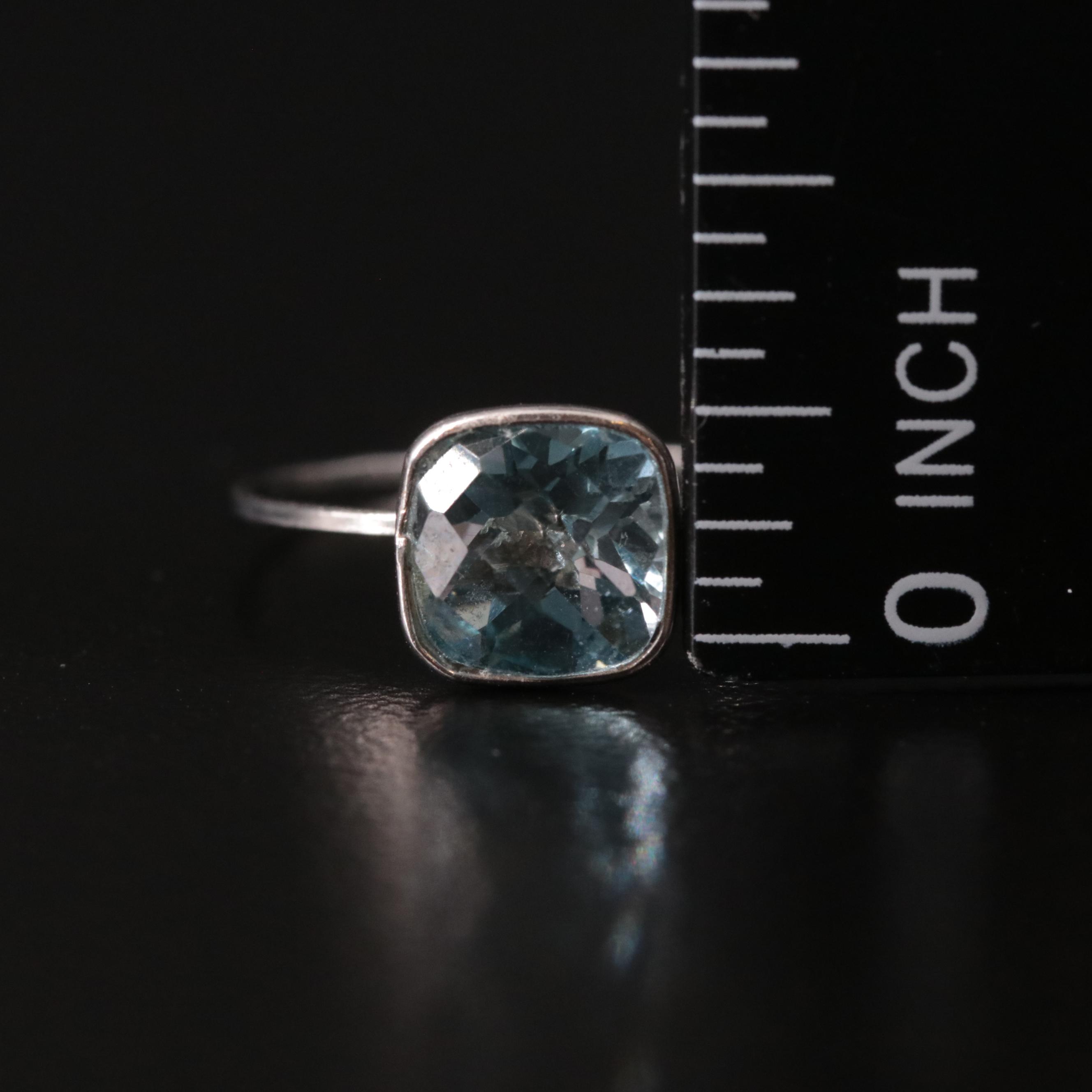 14K Blue Topaz Solitaire Ring