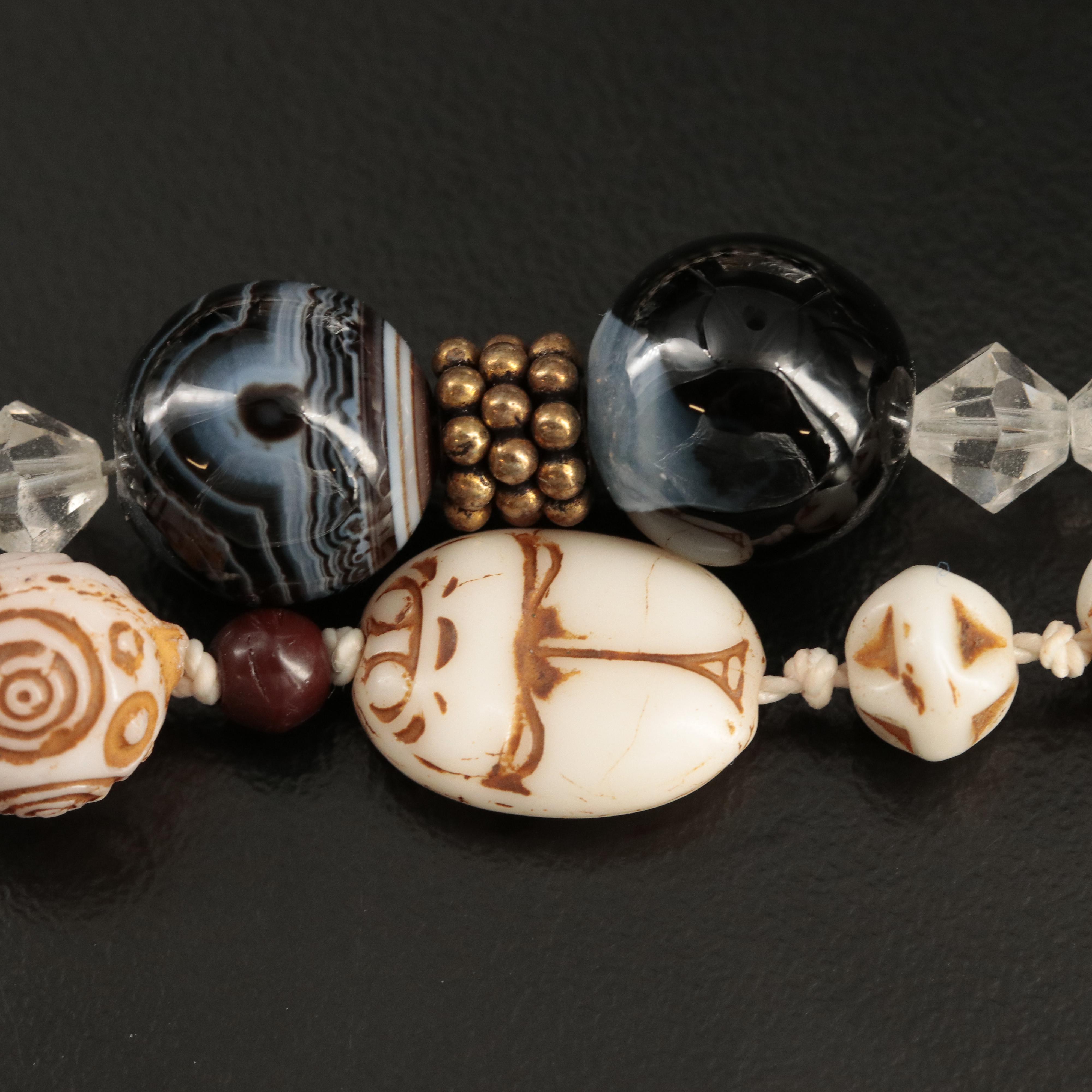 Egyptian Revival and Agate Featured in Vintage Necklace Pairing
