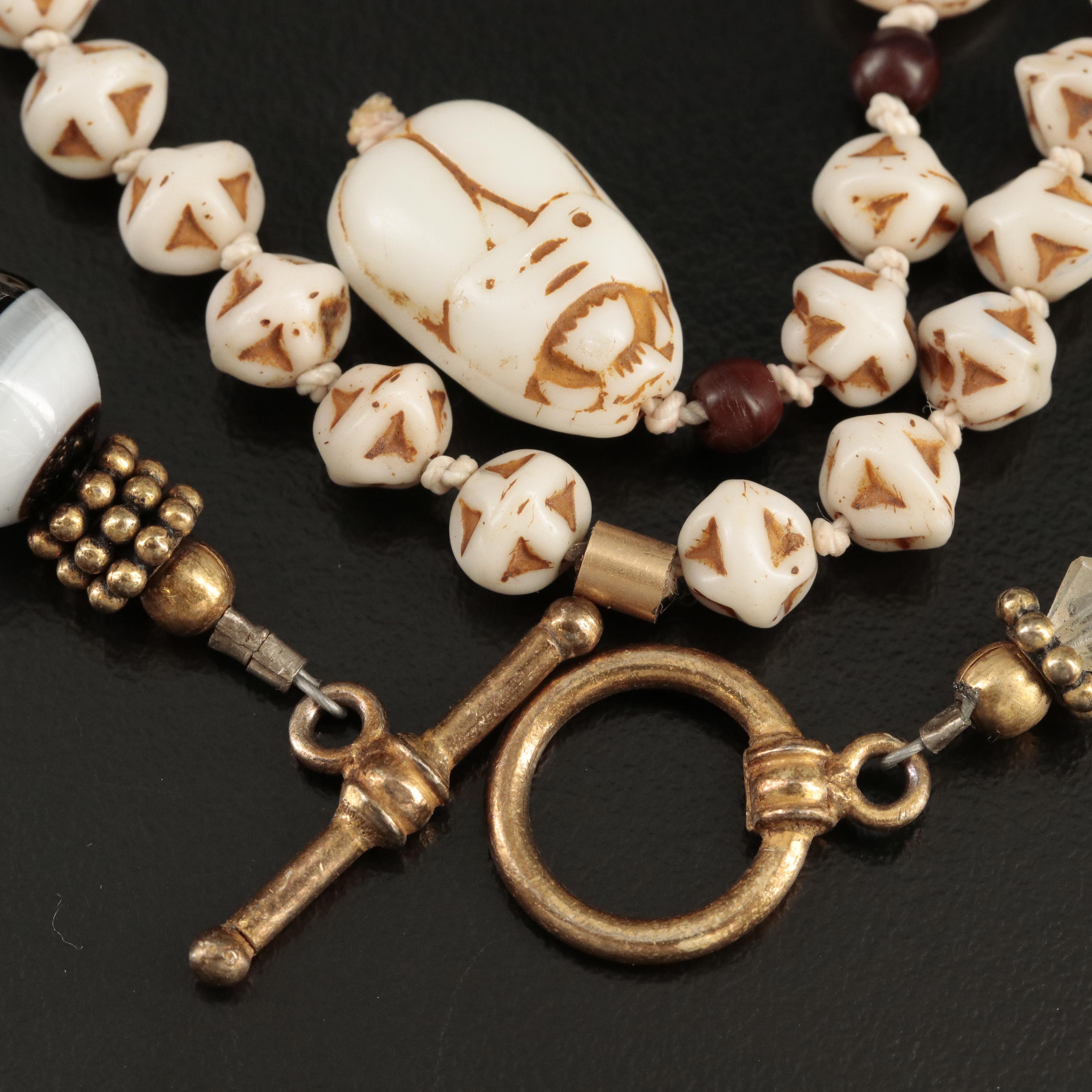 Egyptian Revival and Agate Featured in Vintage Necklace Pairing