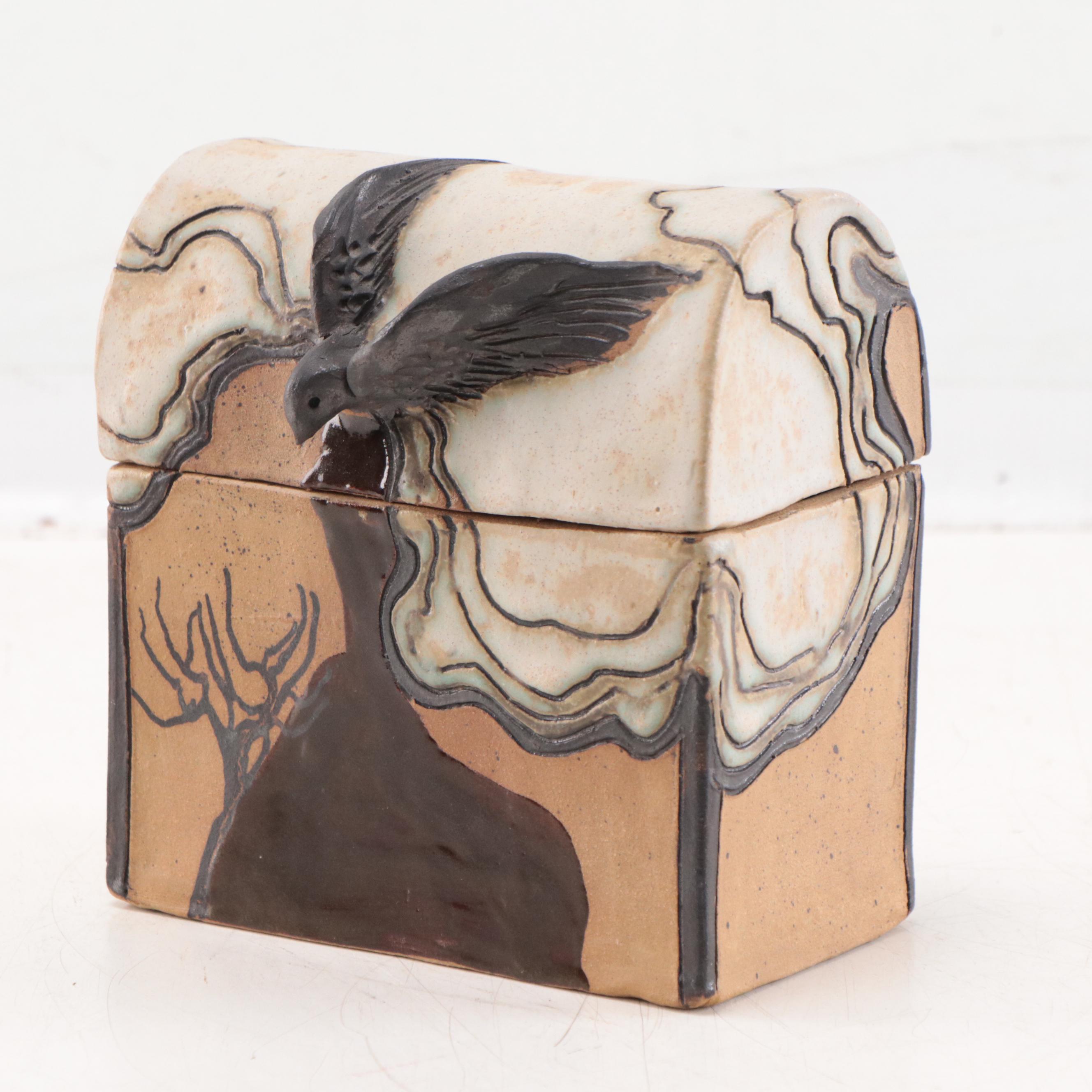Mary Ann Wurst Hand Built Ceramic Box, Circa 1990