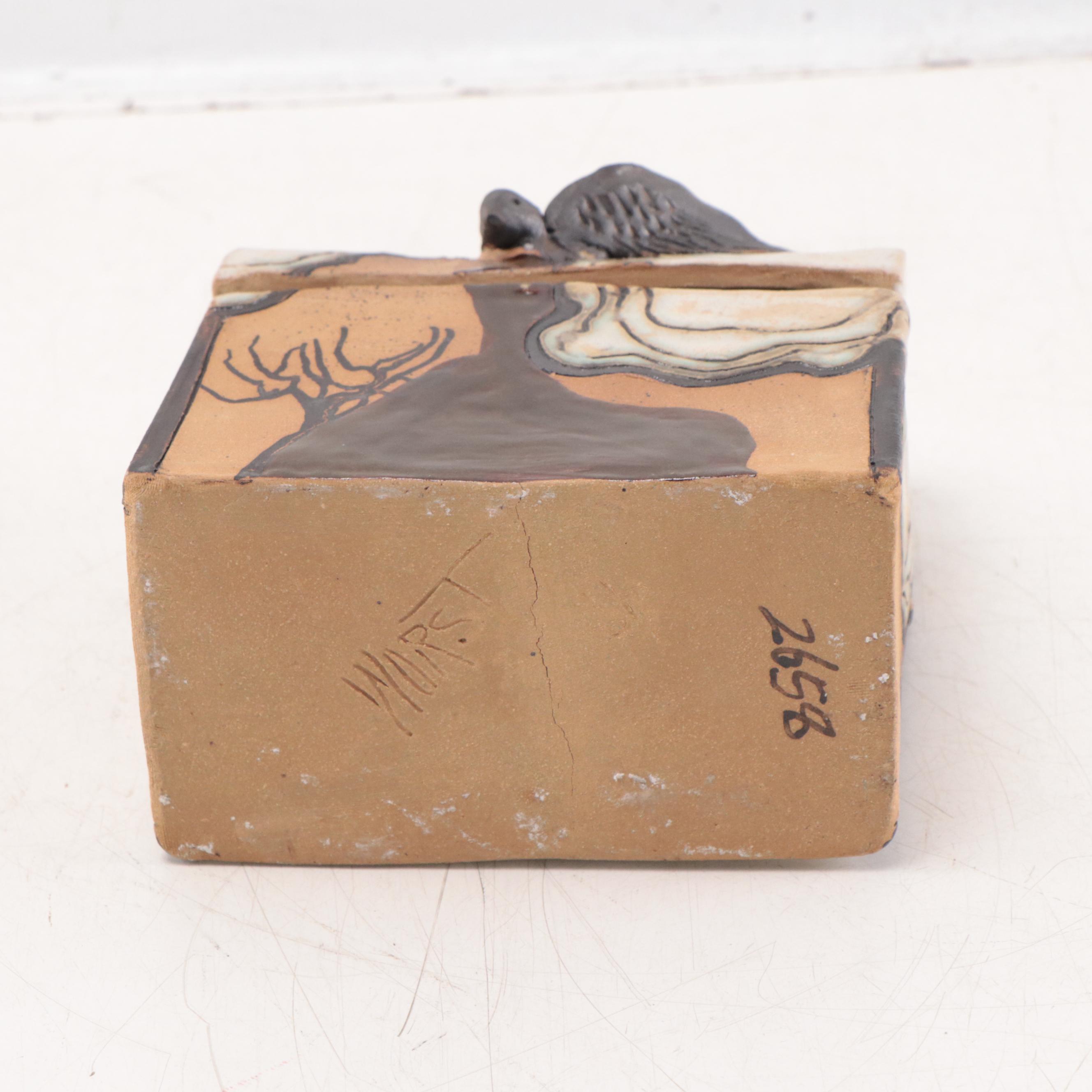 Mary Ann Wurst Hand Built Ceramic Box, Circa 1990