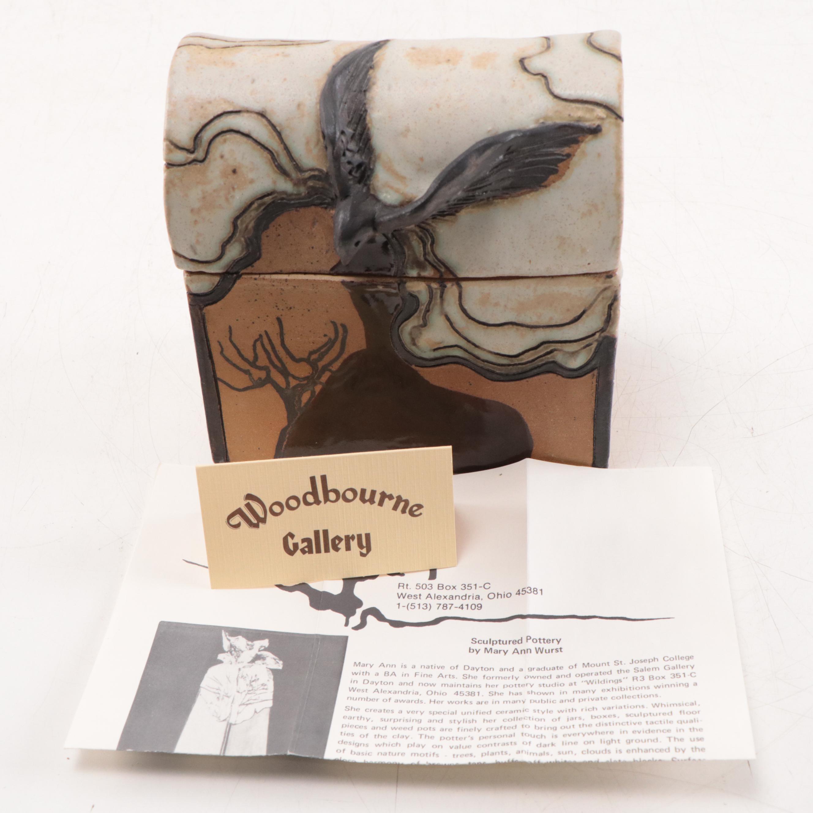 Mary Ann Wurst Hand Built Ceramic Box, Circa 1990