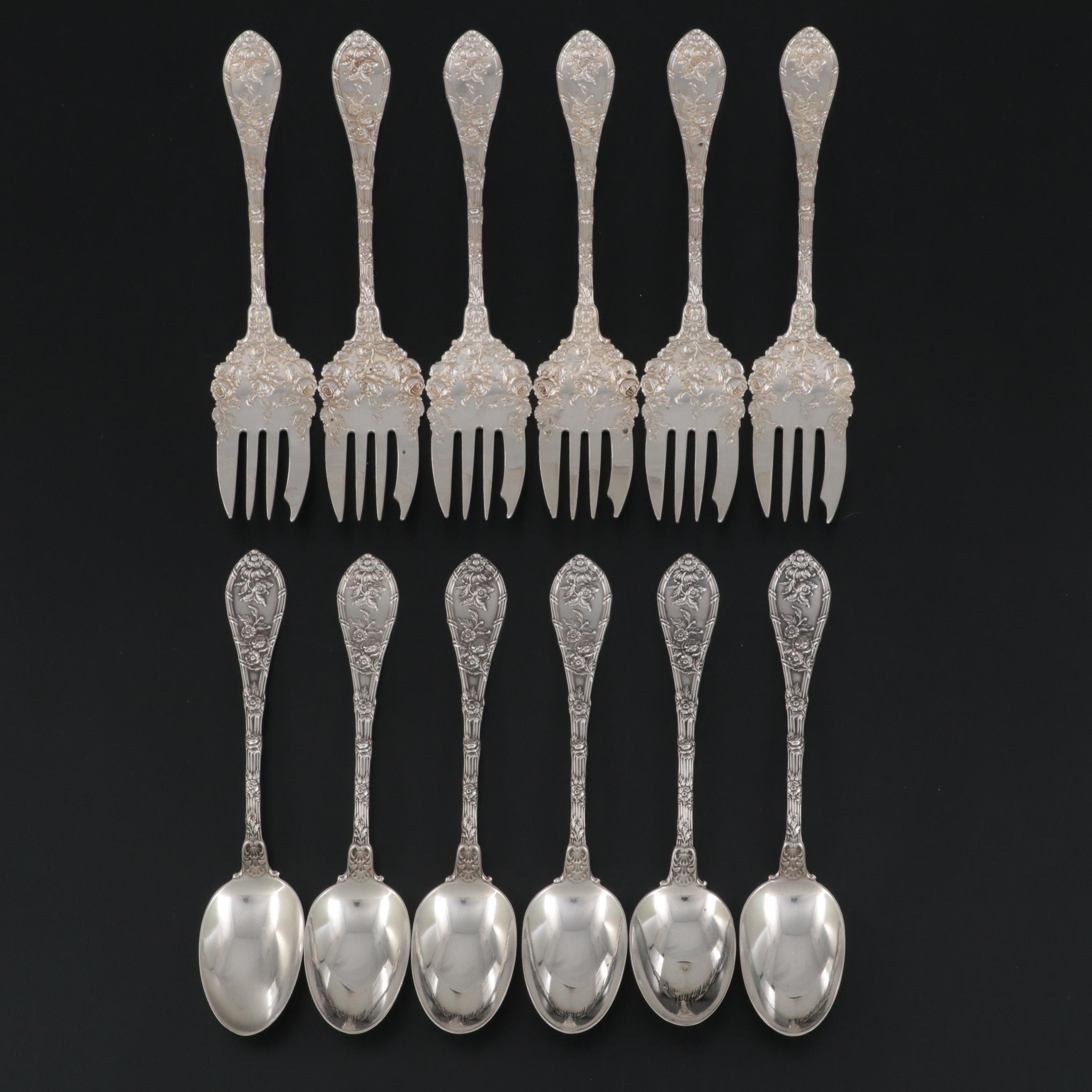 William B. Durgin Co. "Dauphin" Sterling Silver Dessert Service For Six