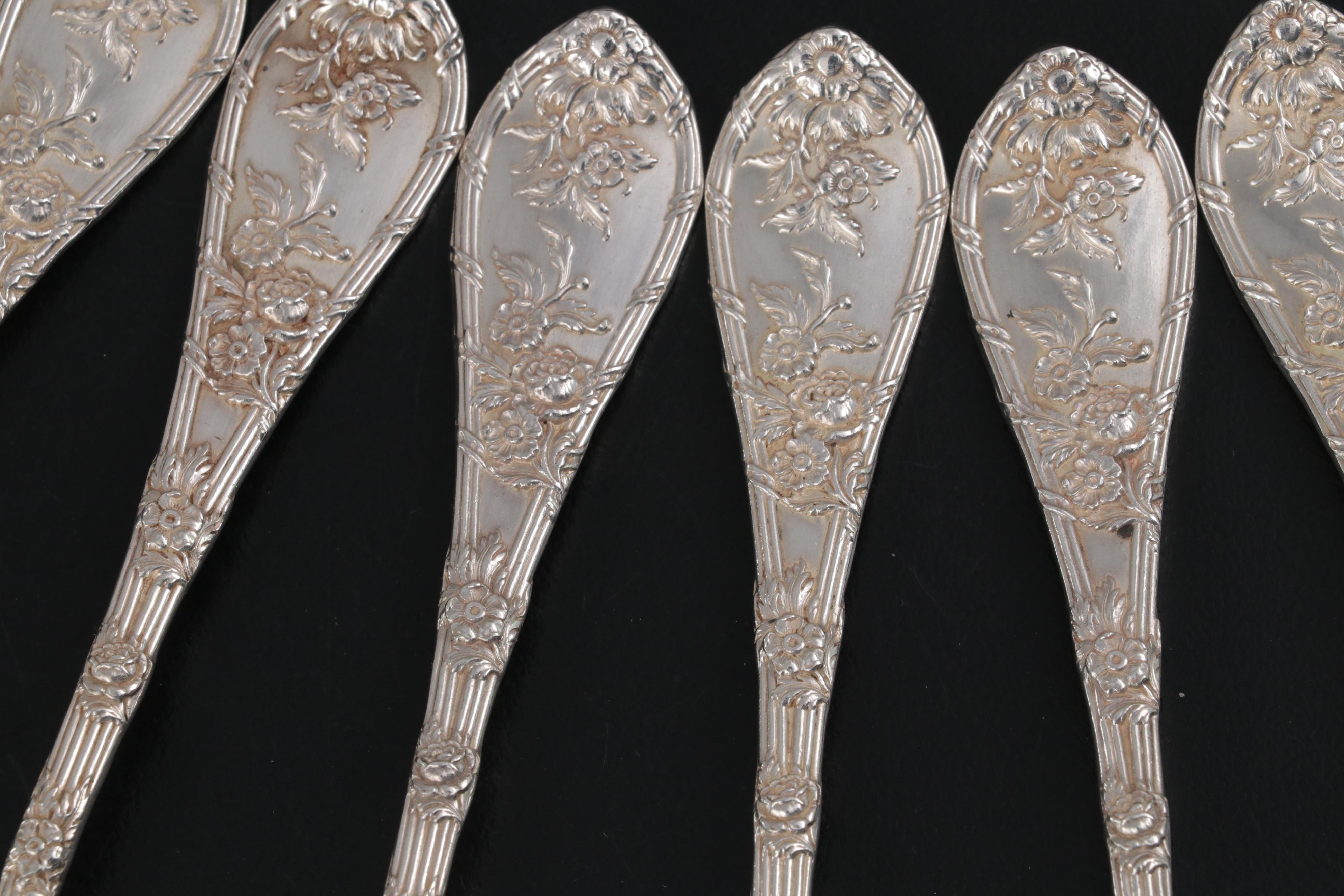 William B. Durgin Co. "Dauphin" Sterling Silver Dessert Service For Six