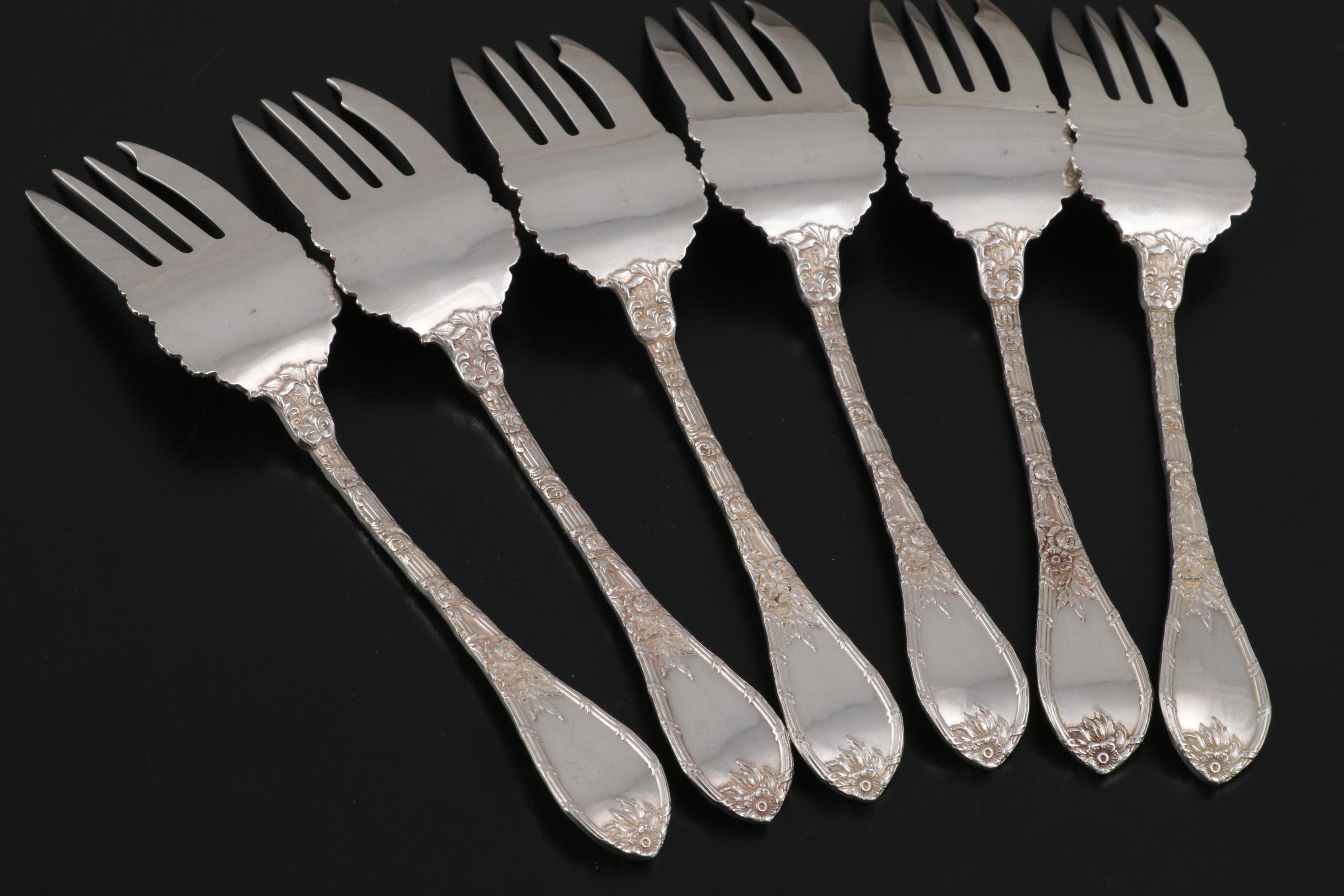 William B. Durgin Co. "Dauphin" Sterling Silver Dessert Service For Six