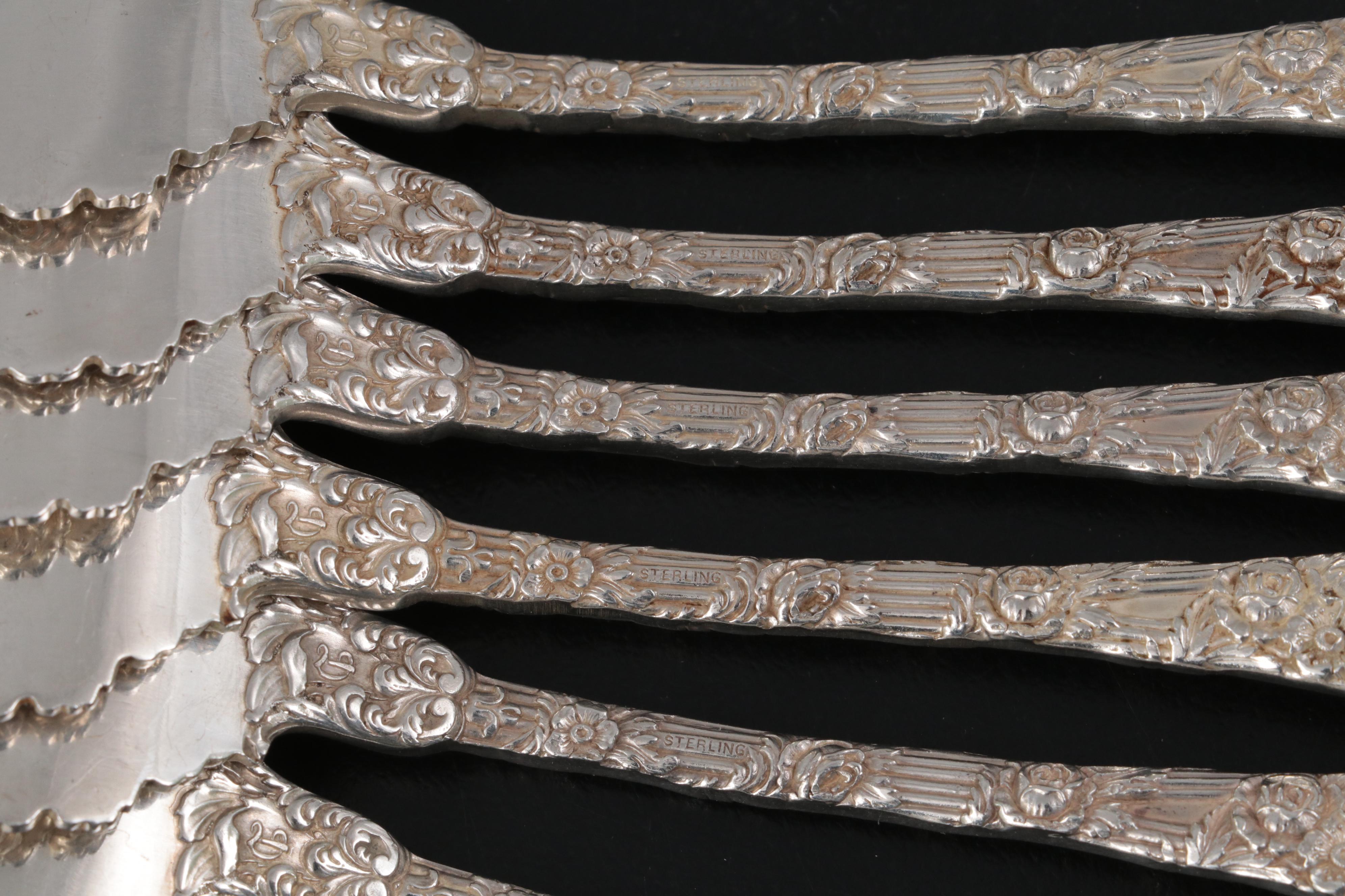 William B. Durgin Co. "Dauphin" Sterling Silver Dessert Service For Six