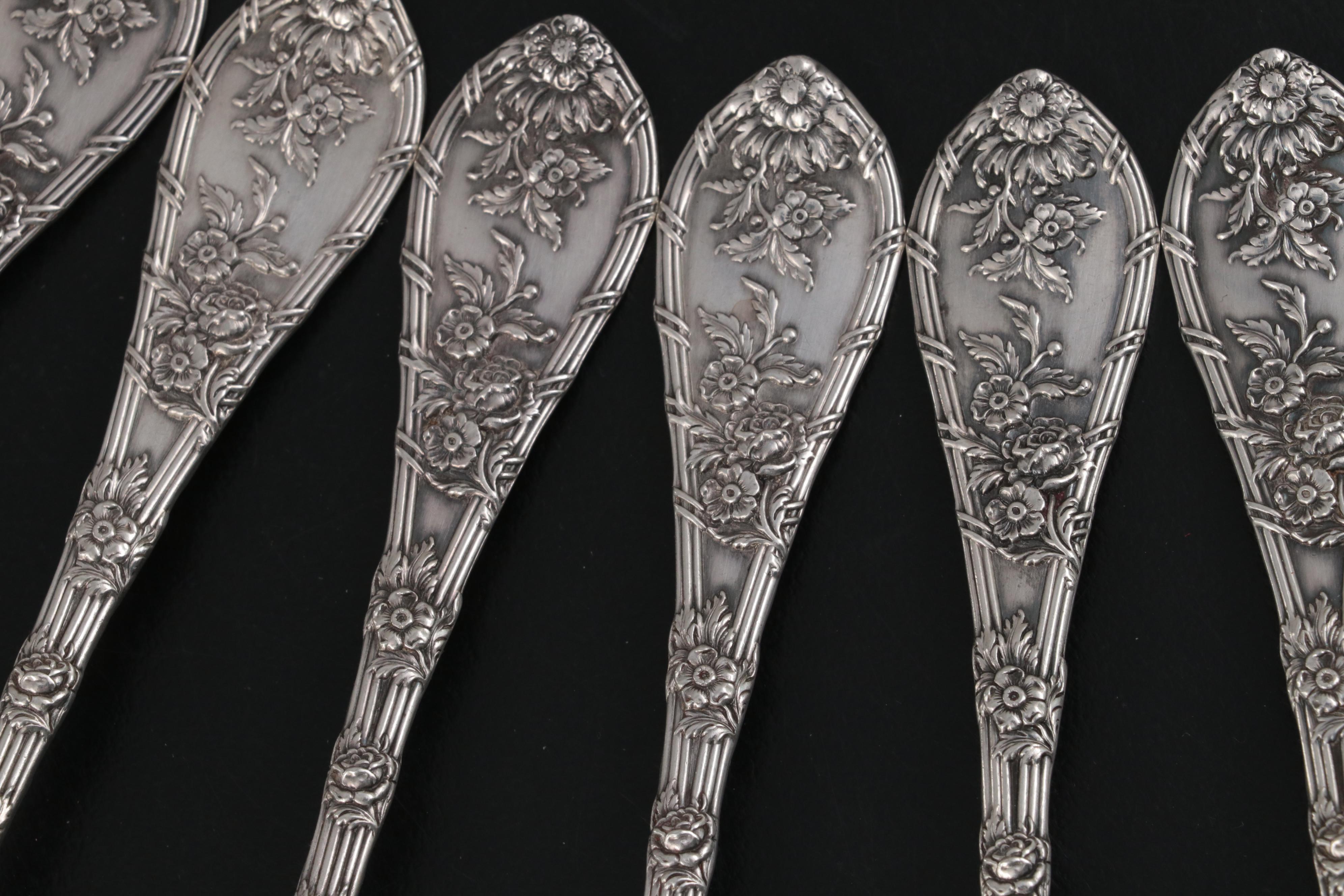 William B. Durgin Co. "Dauphin" Sterling Silver Dessert Service For Six