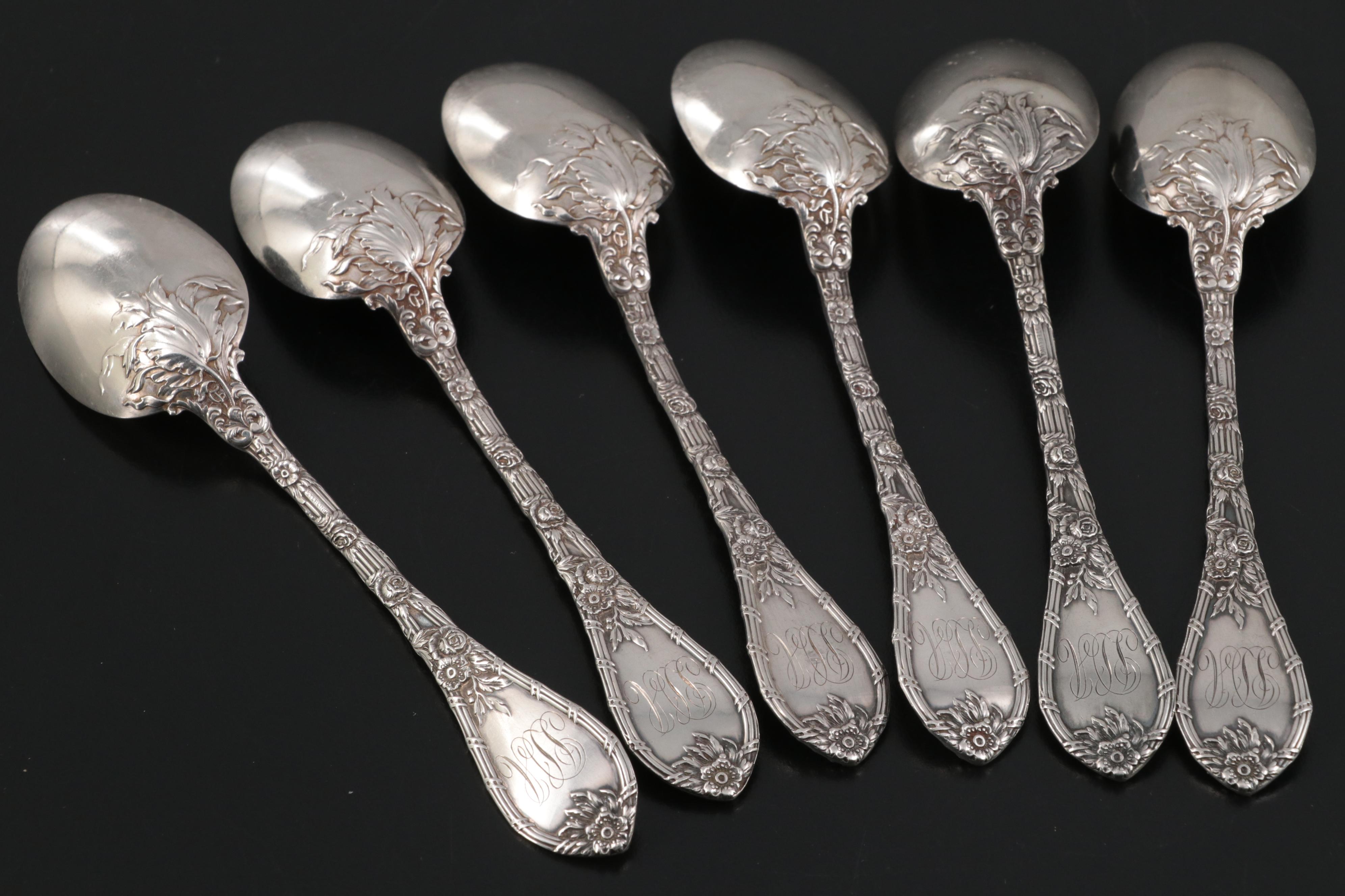 William B. Durgin Co. "Dauphin" Sterling Silver Dessert Service For Six