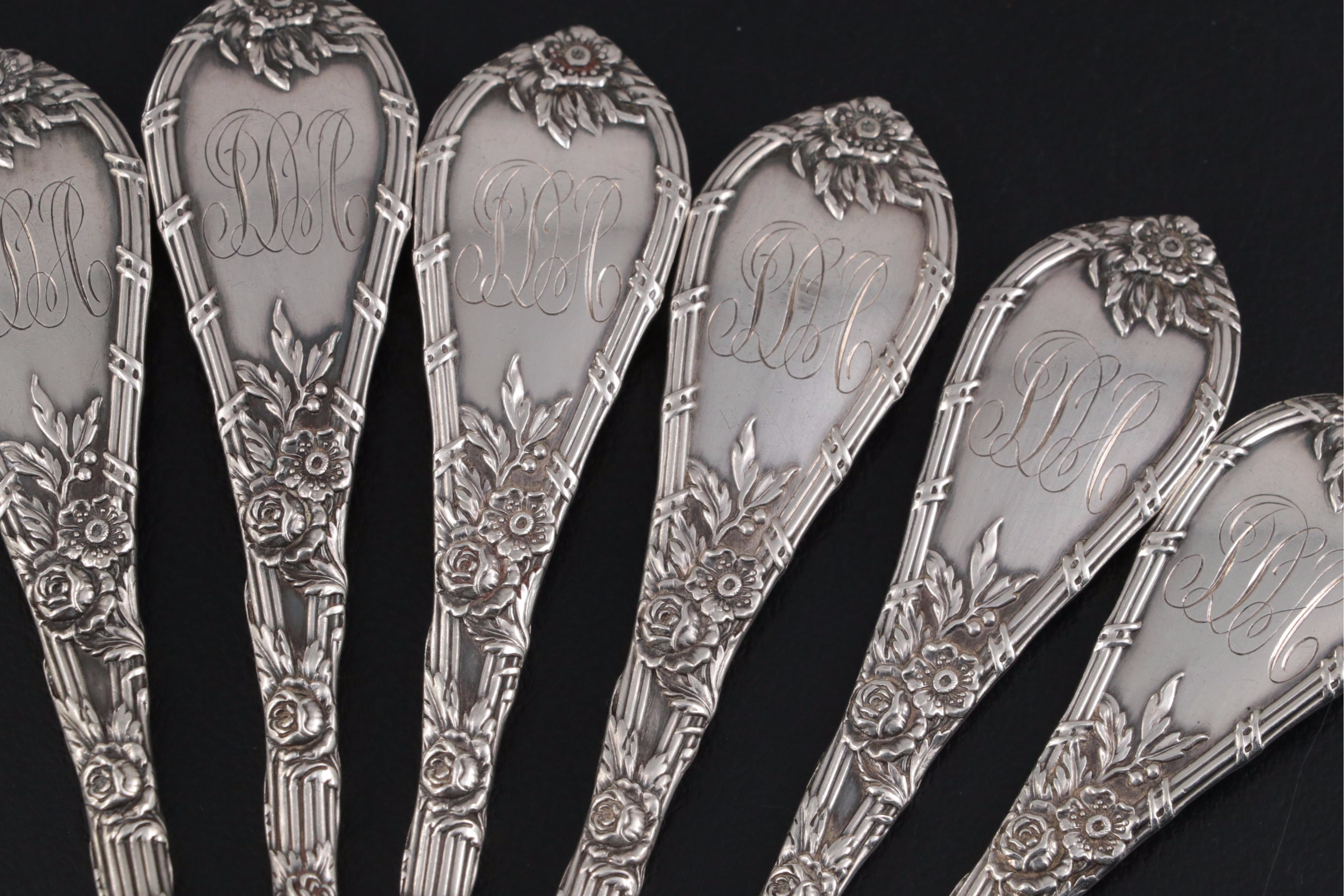 William B. Durgin Co. "Dauphin" Sterling Silver Dessert Service For Six