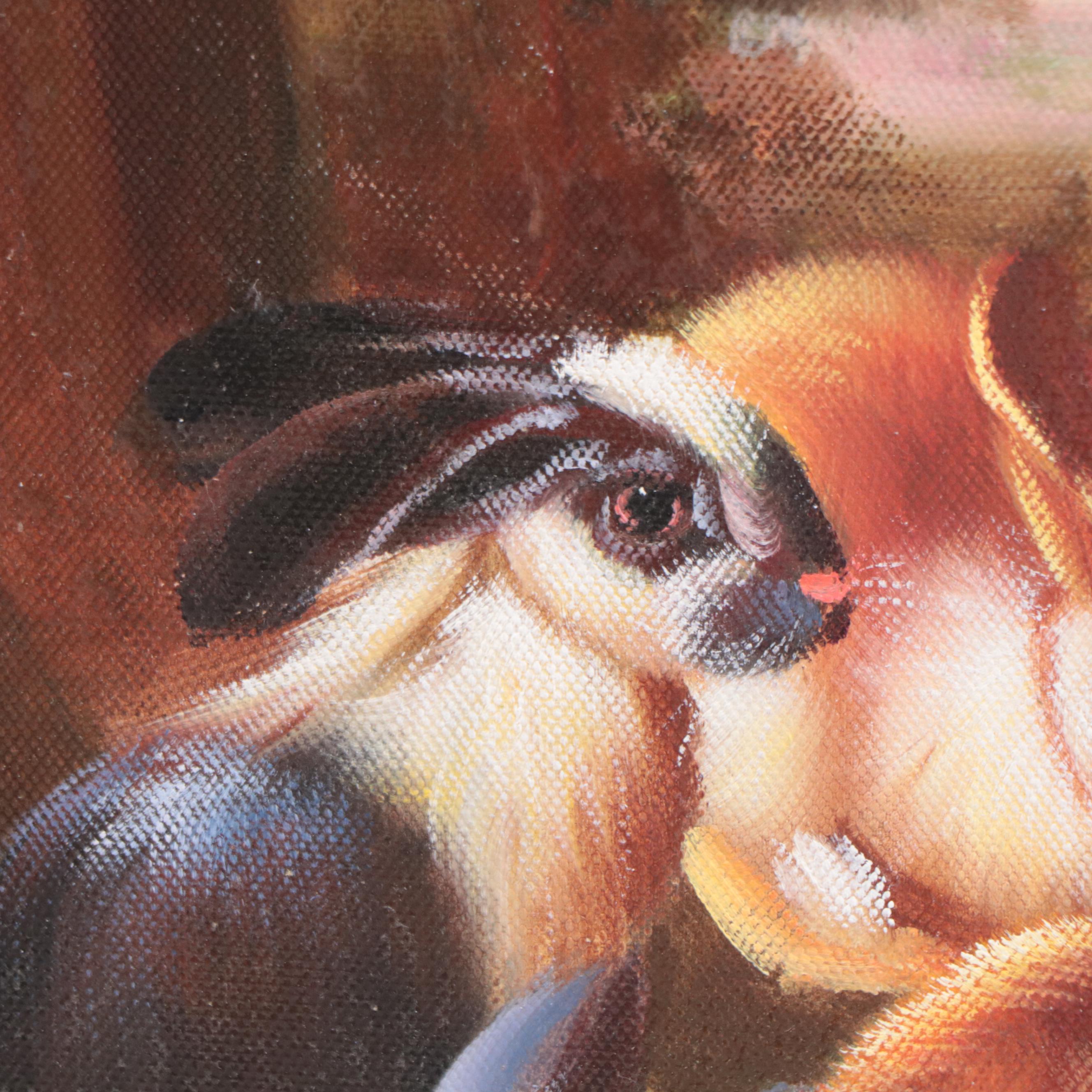 Oil Painting of Rabbits, Circa 2000