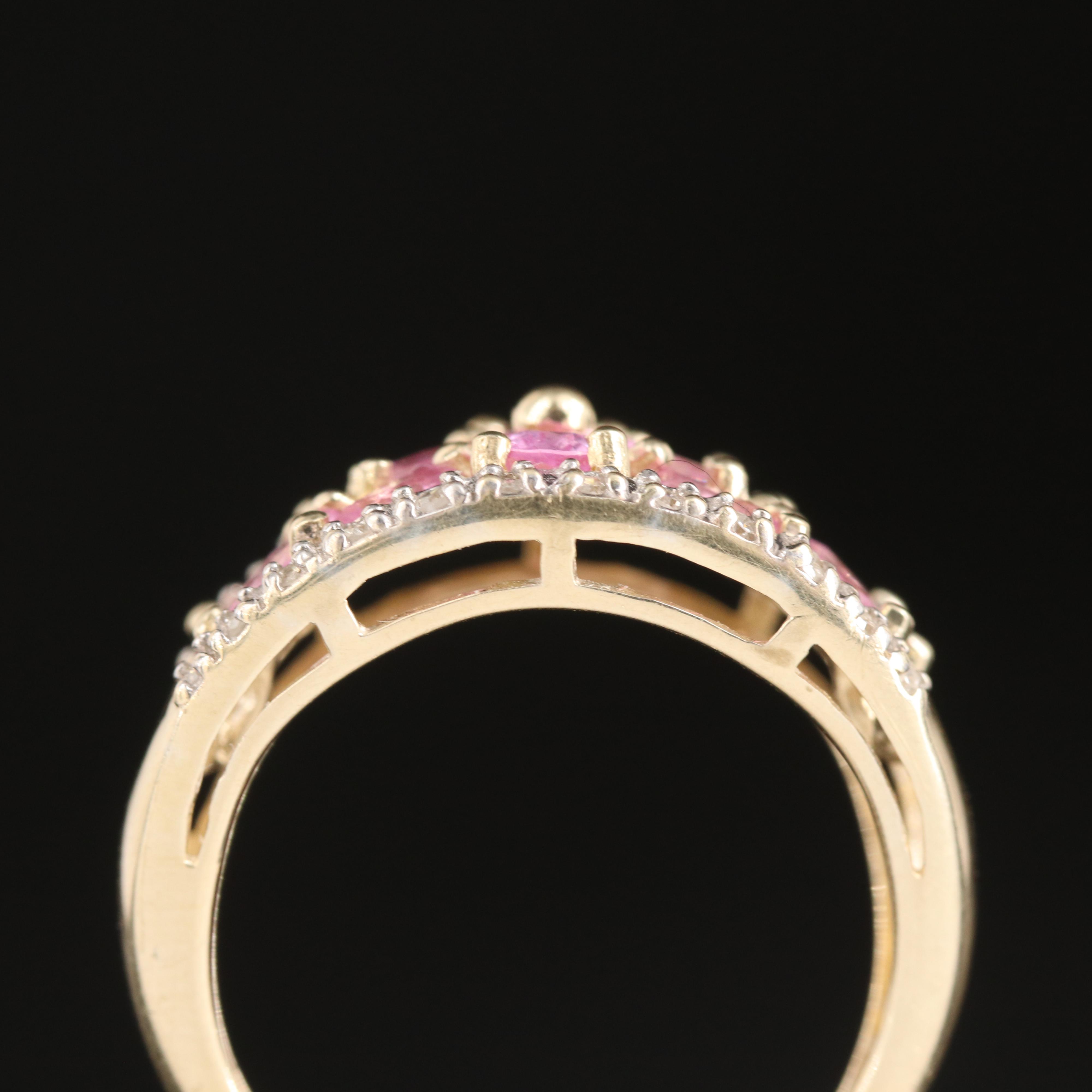 14K Sapphire and Diamond Floral Ring