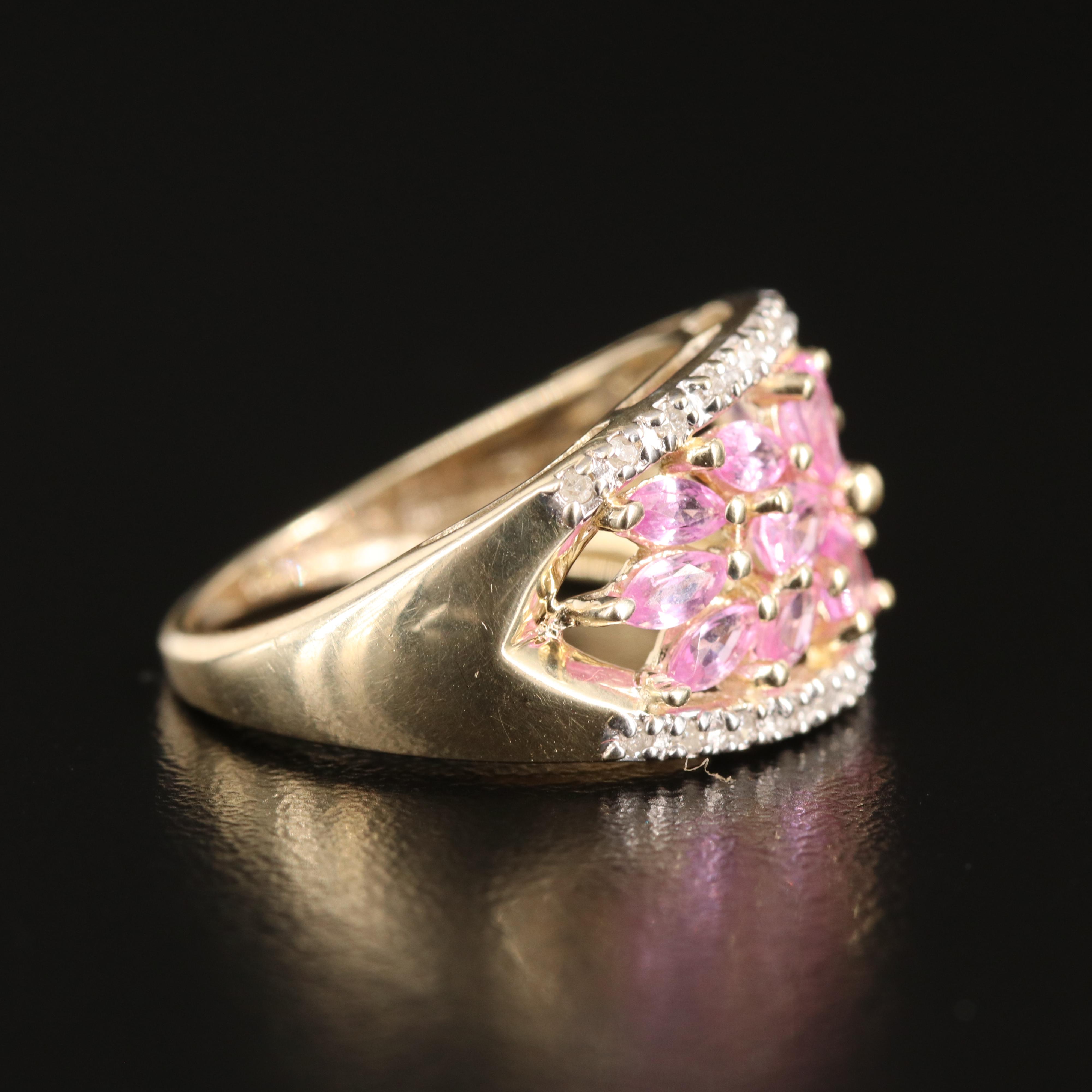 14K Sapphire and Diamond Floral Ring