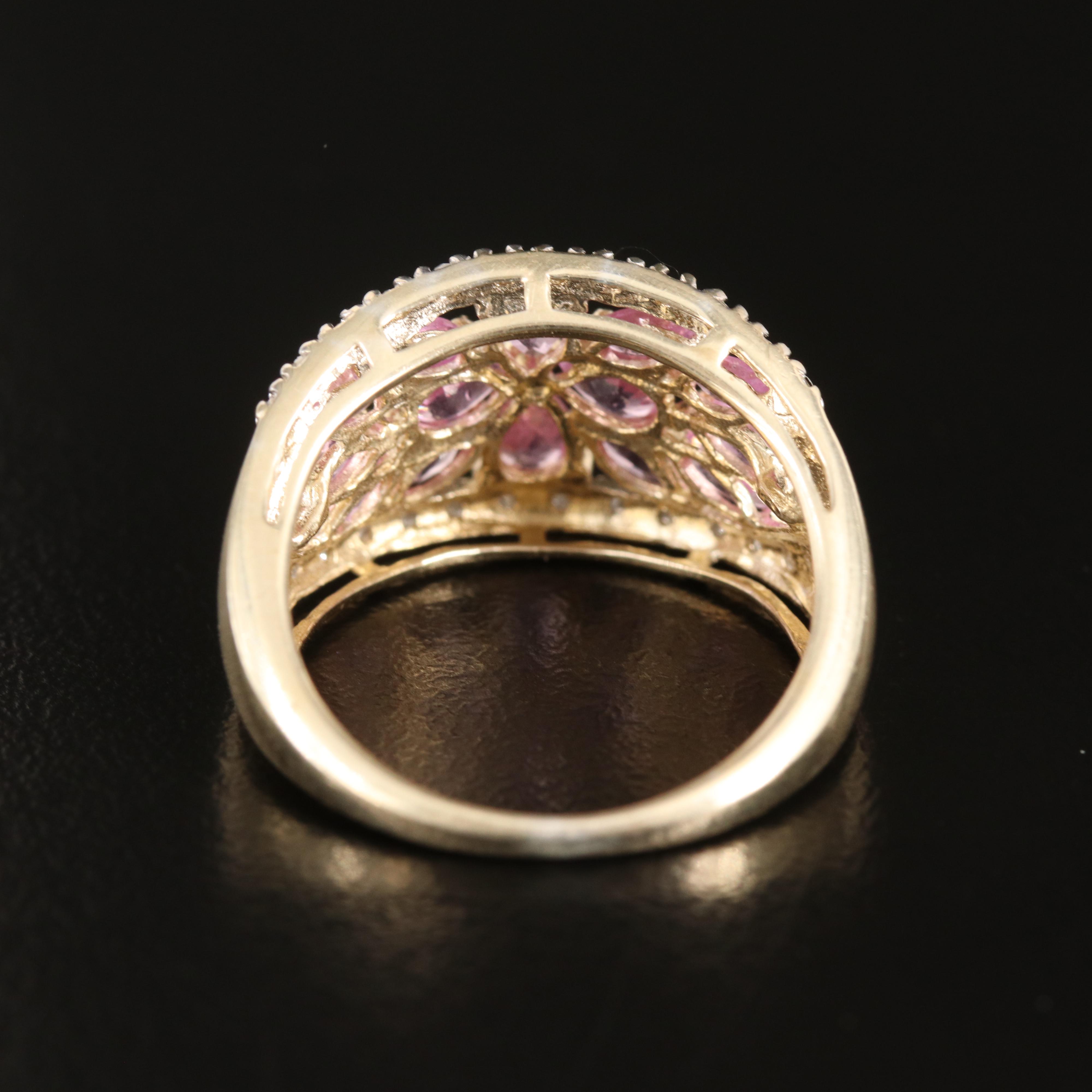 14K Sapphire and Diamond Floral Ring