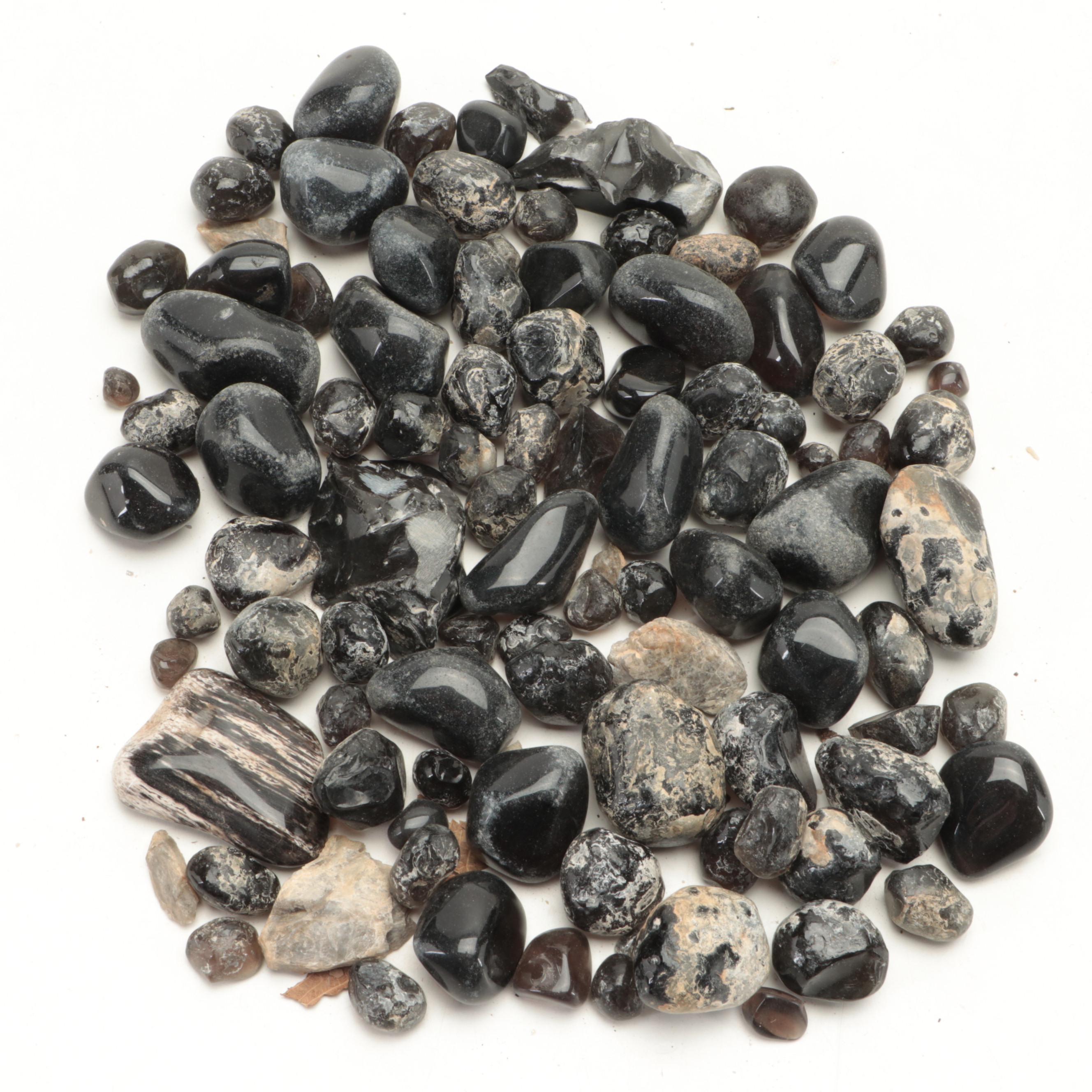 Tumbled and Rough Obsidian and Other Mineral Specimens