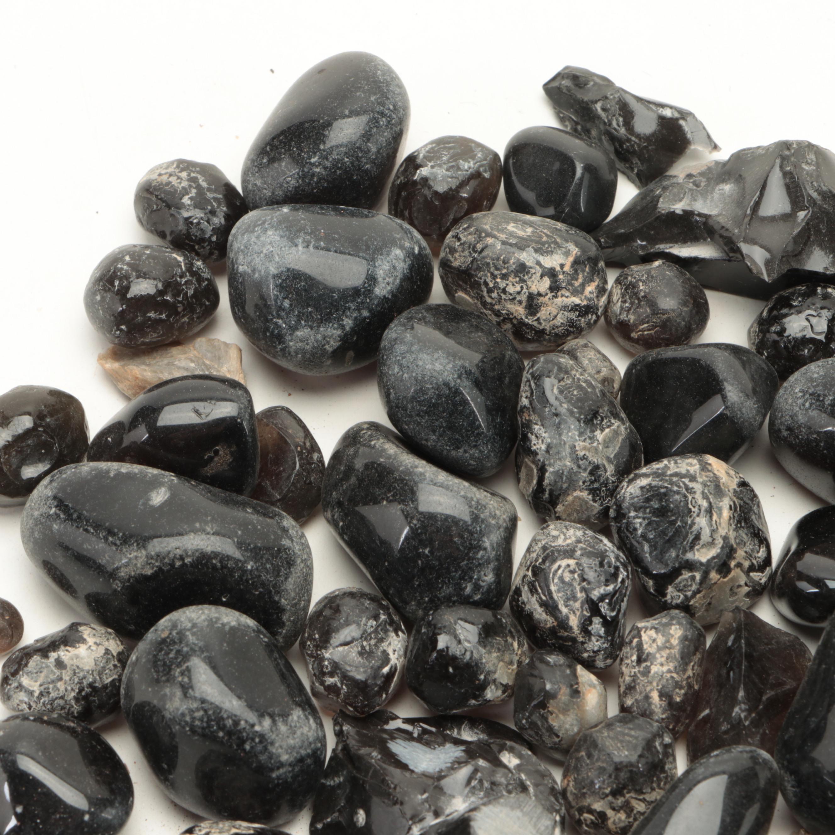 Tumbled and Rough Obsidian and Other Mineral Specimens