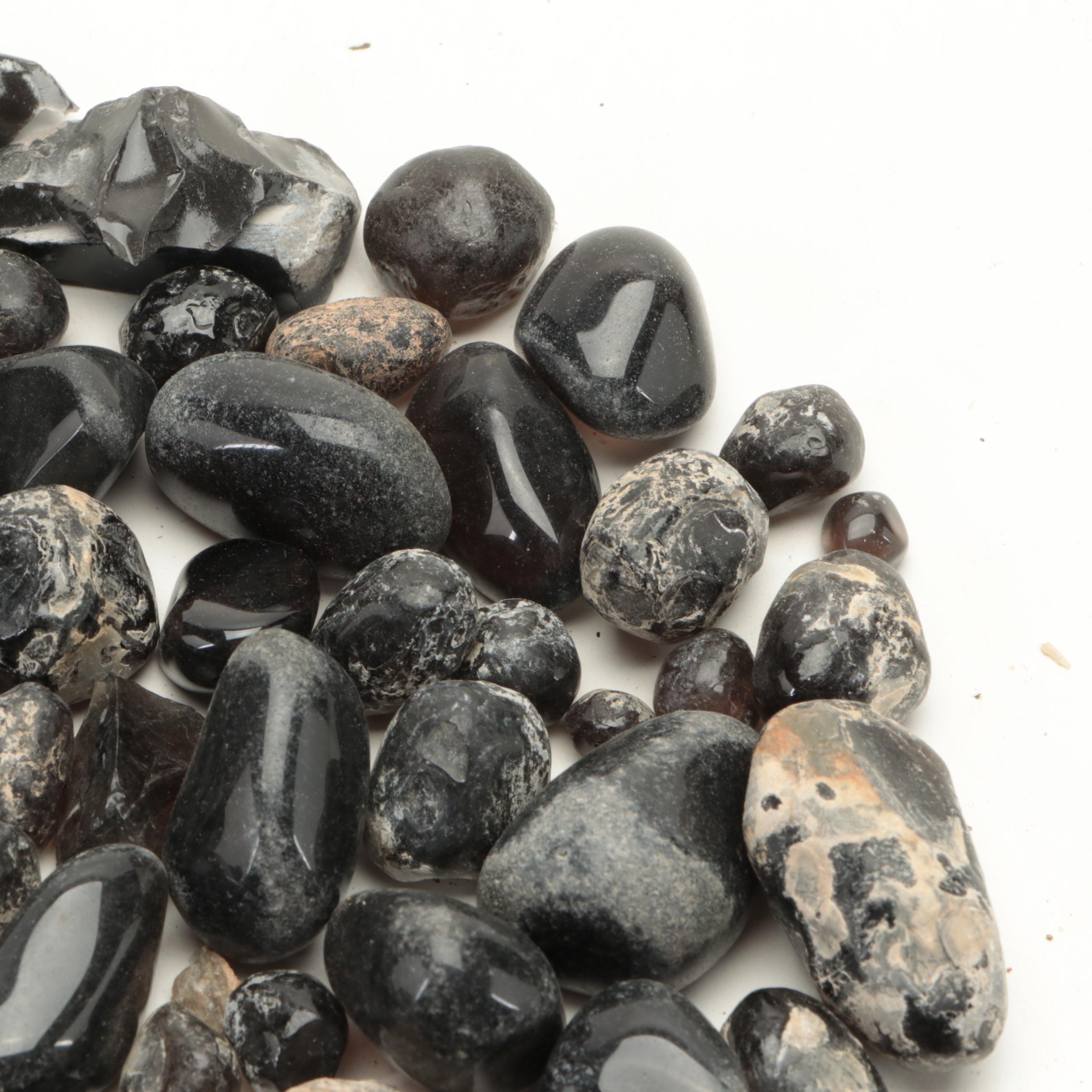 Tumbled and Rough Obsidian and Other Mineral Specimens