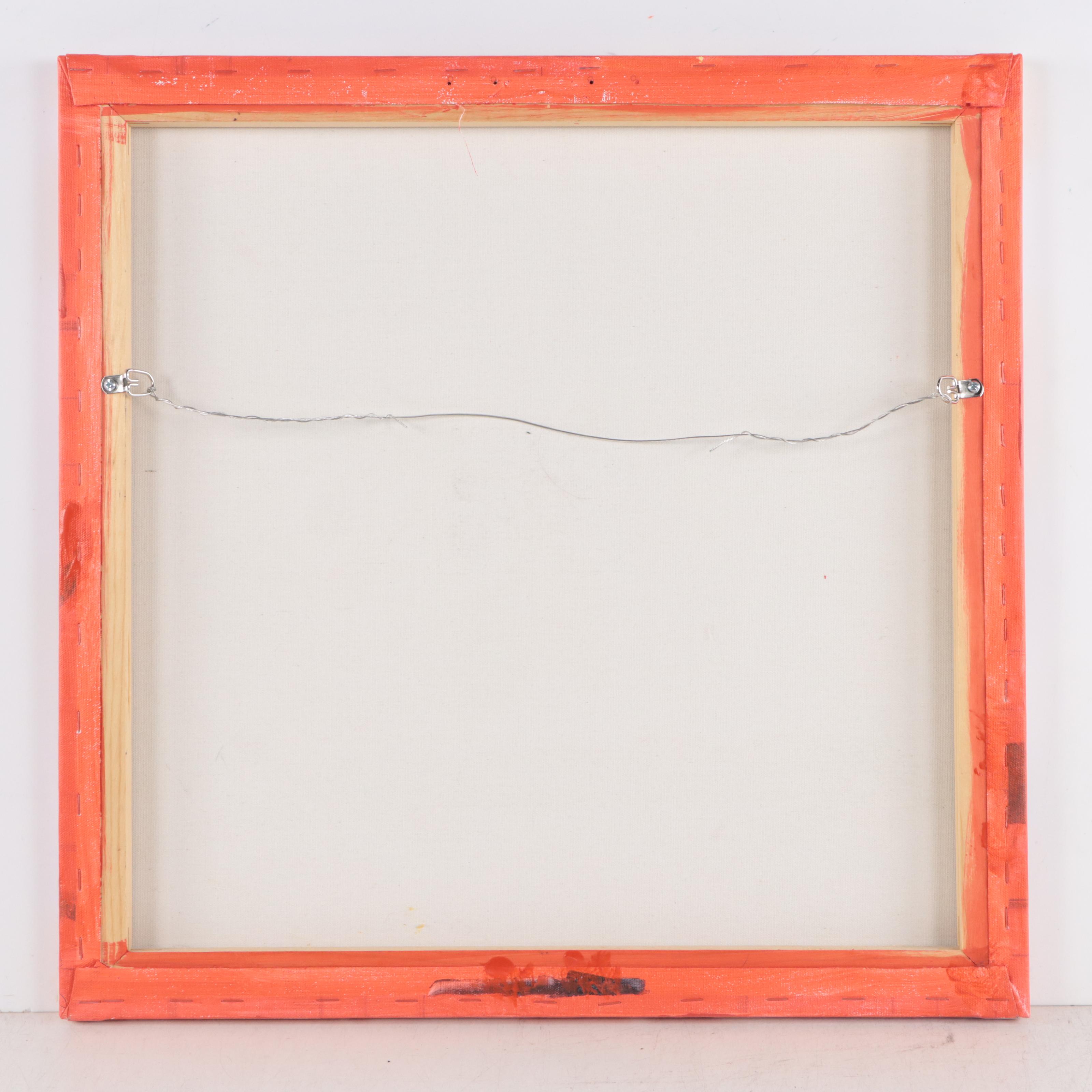 Robbie Kemper Abstract Acrylic Painting "Pink Orange Blue," 21st Century