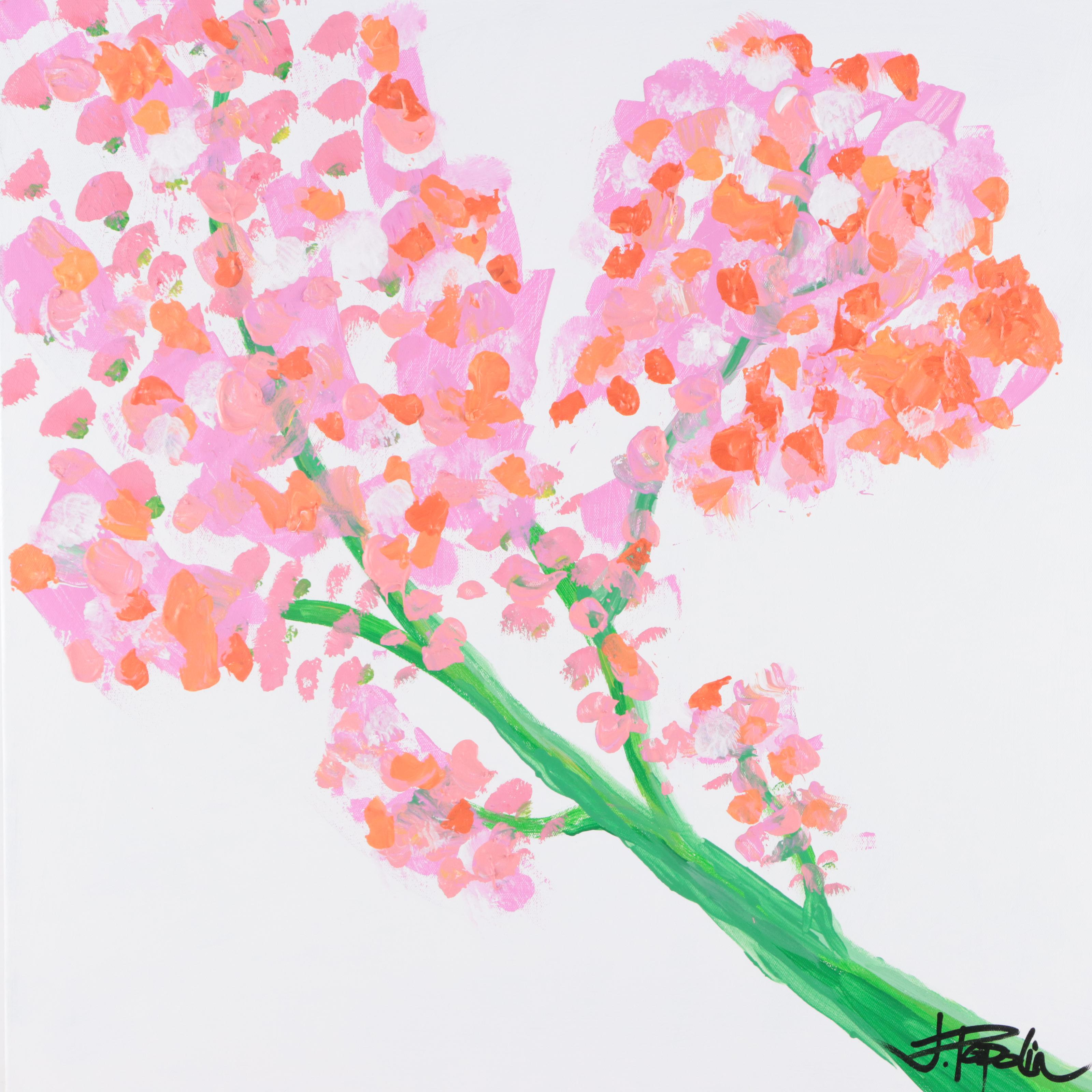 J. Popolin Acrylic Painting "This Bud's For You," 21st Century