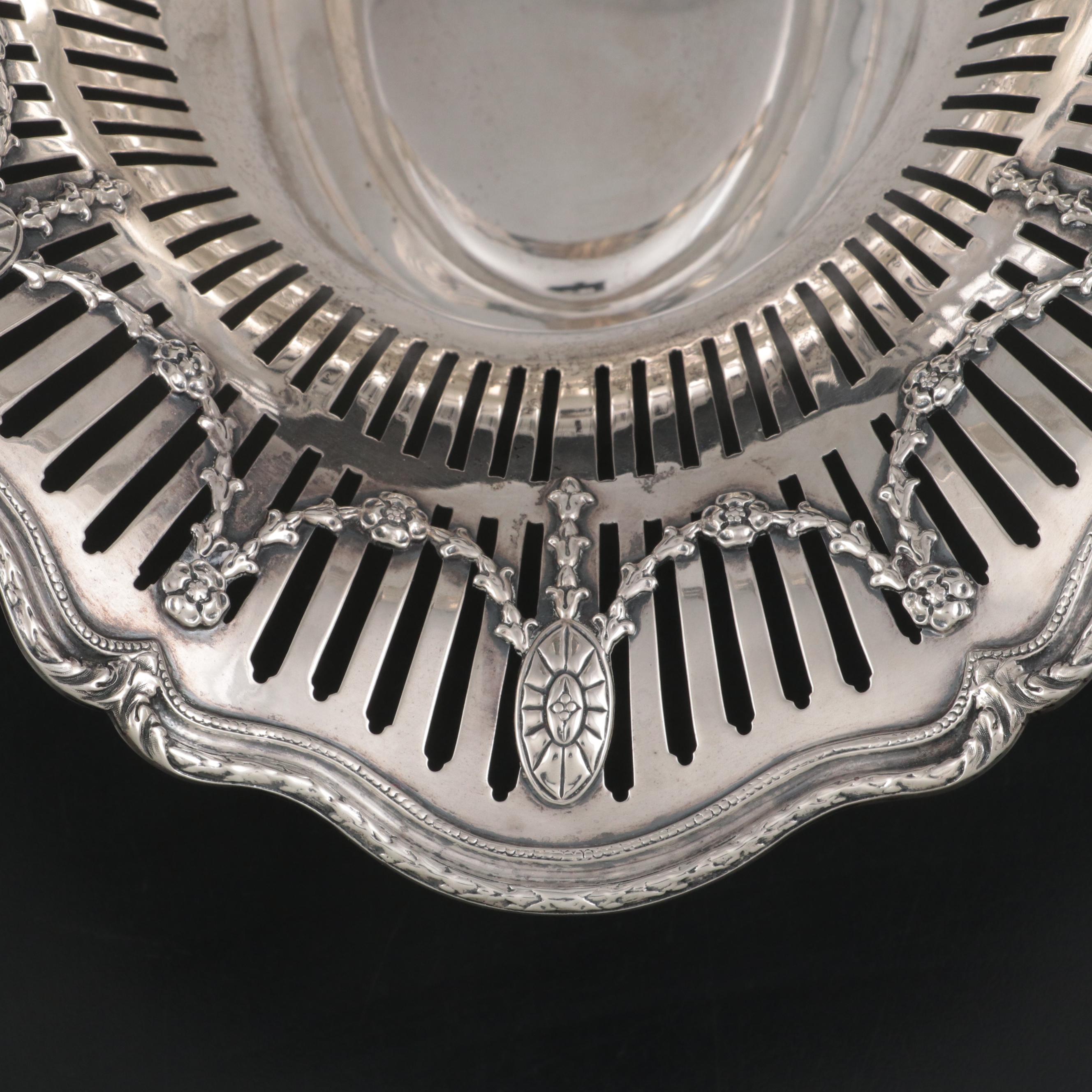 Shreve & Co. Reticulated Adams Style Sterling Silver Basket Centerpiece