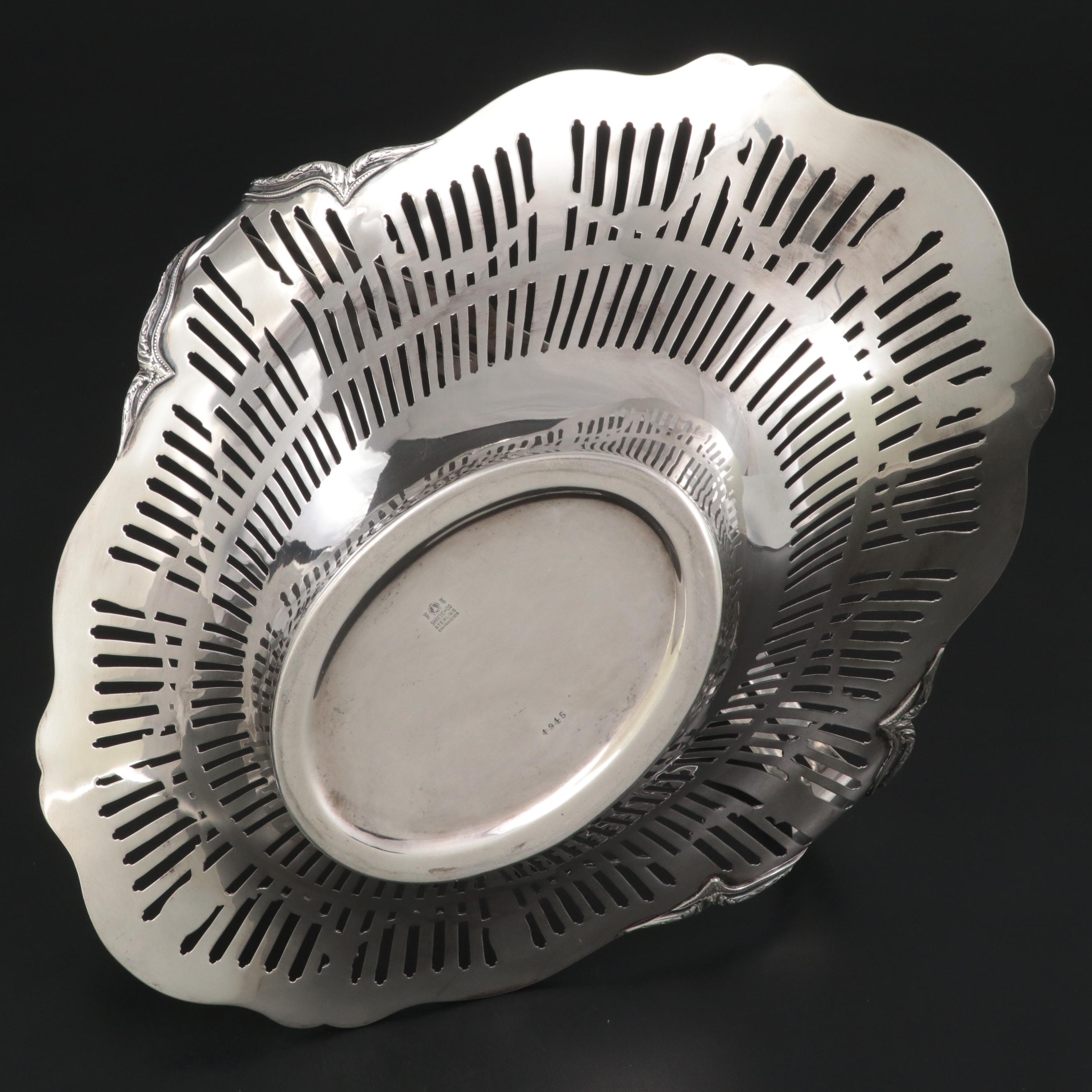 Shreve & Co. Reticulated Adams Style Sterling Silver Basket Centerpiece