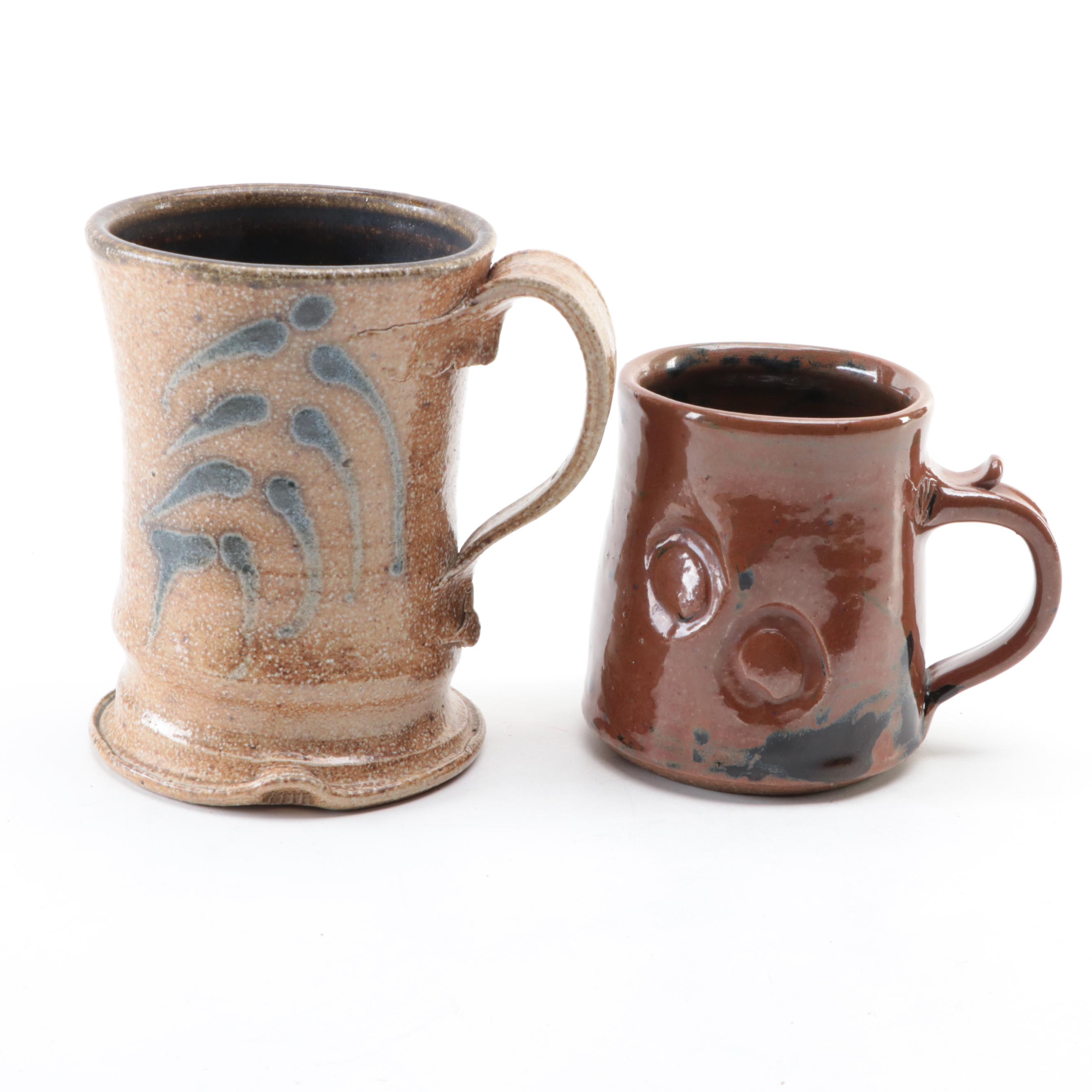 Studio Pottery Serving Bowl and Mugs