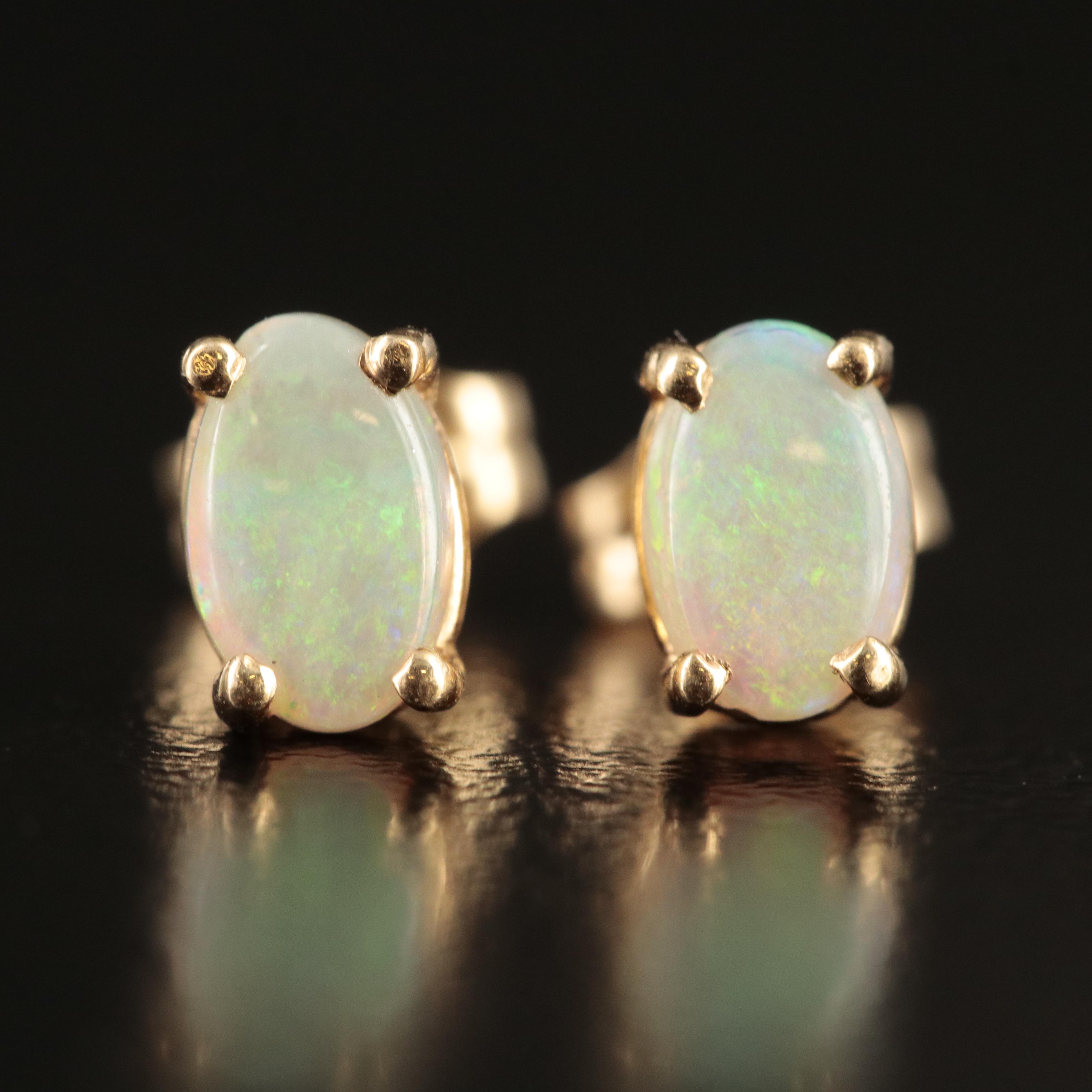 14K Opal Stud Earrings
