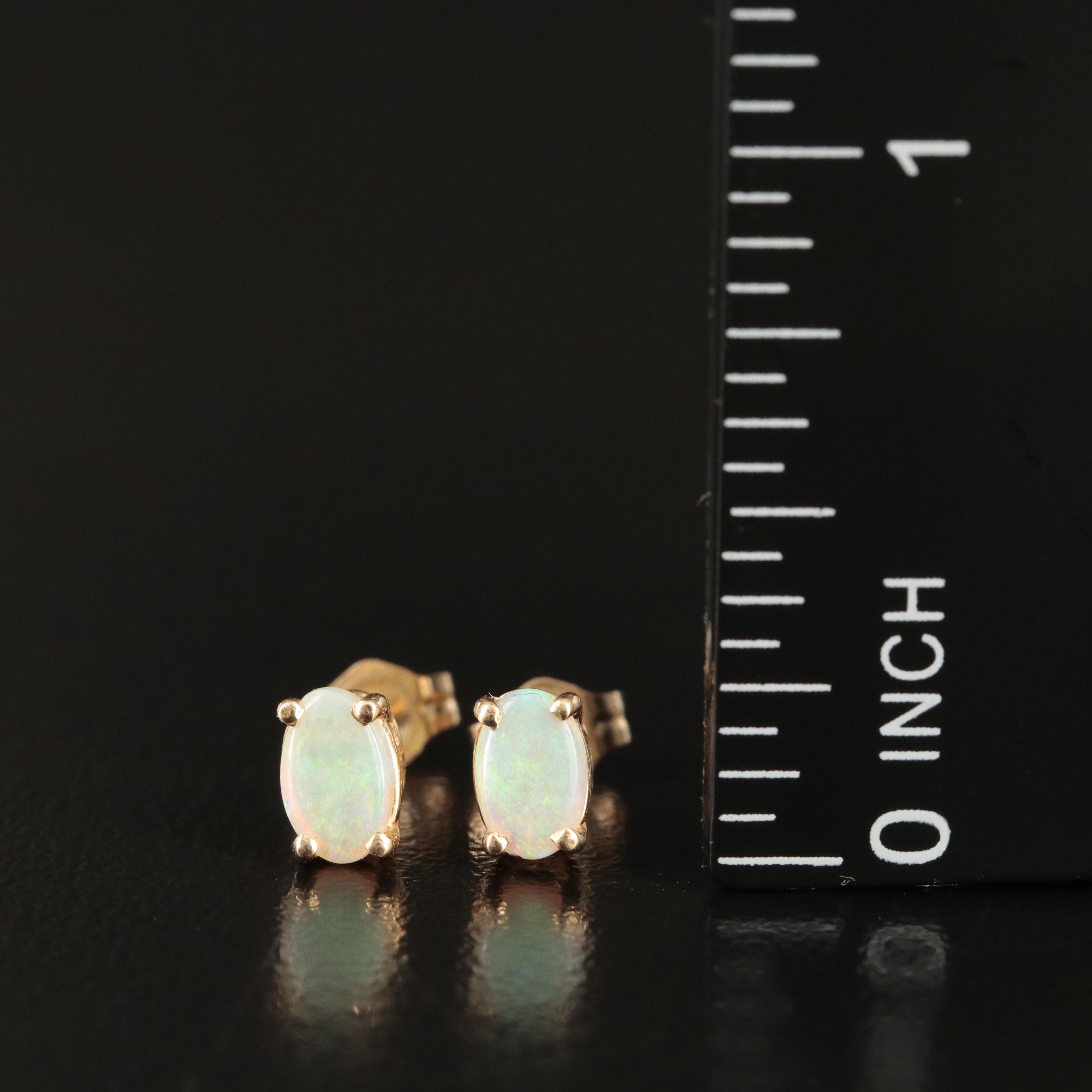 14K Opal Stud Earrings